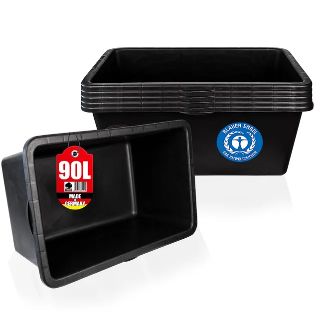 BigDean Haushalt & Alltag Mörtelkasten 90 Liter Mörtelwanne 5er Set schwarz