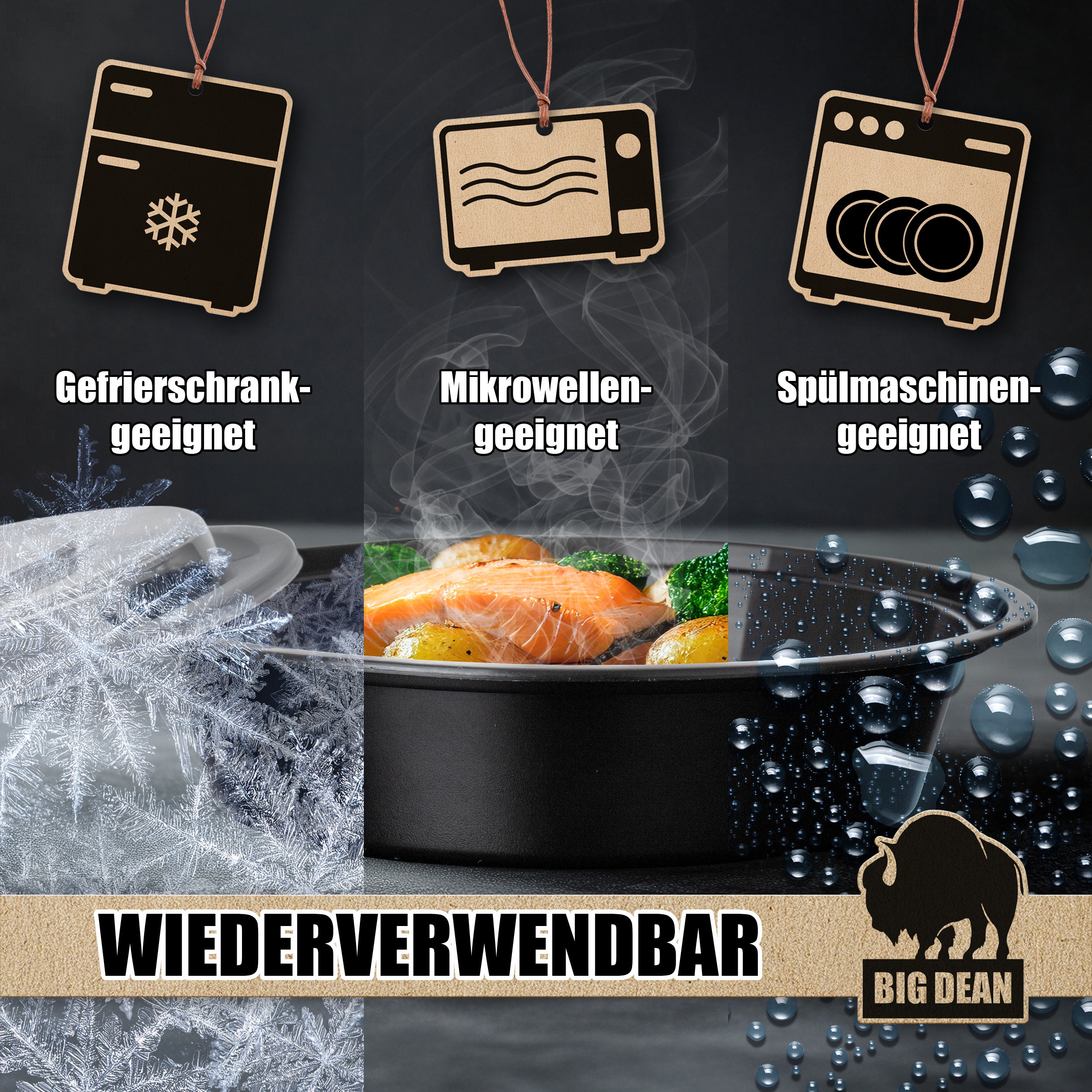 BigDean Küche Meal Prep Boxen 700ml rund 15er Set