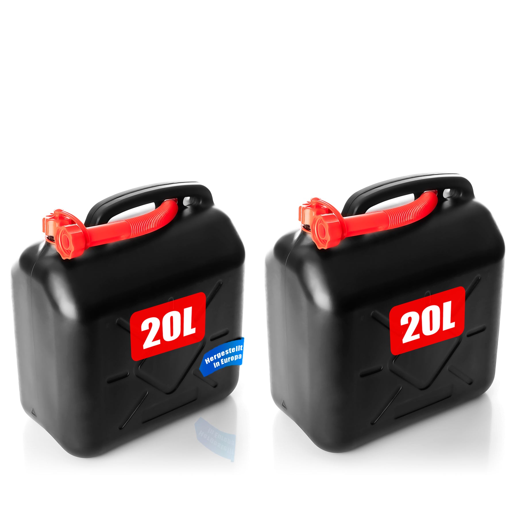 BigDean Haushalt 2x Benzinkanister 20L UN Ausgießer Schwarz
