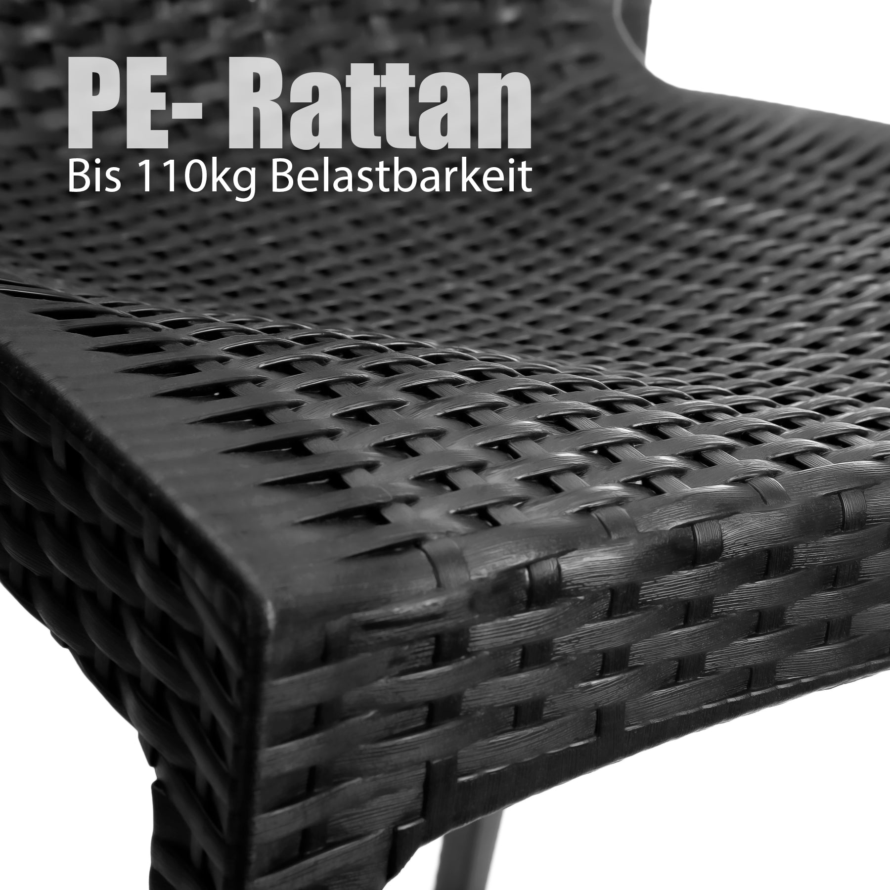 BigDean Dalia Gartenstuhl Rattan-Optik Anthrazit 2er Set 110 kg
