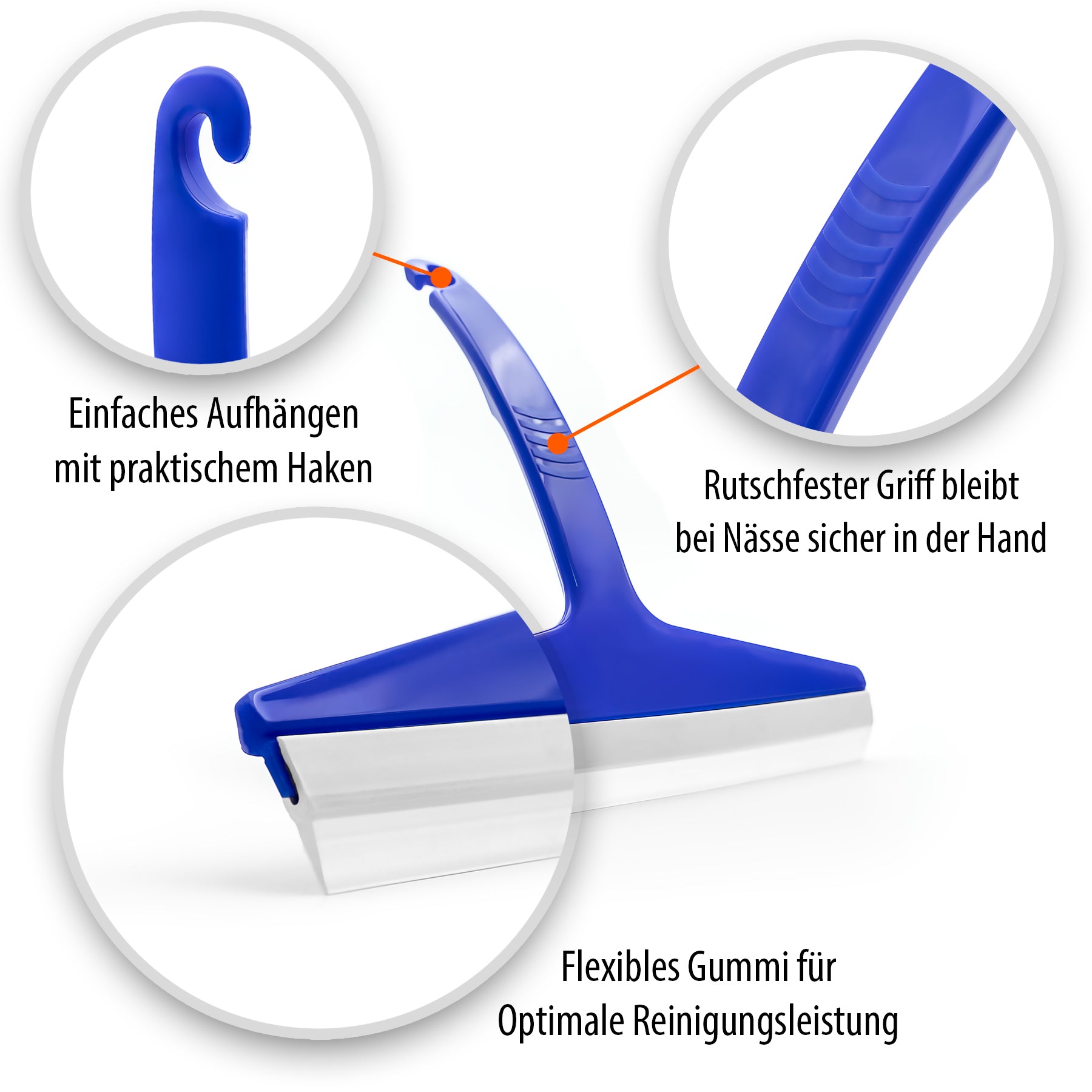 BigDean Bad Duschabzieher Silikon blau 23,5cm 3er