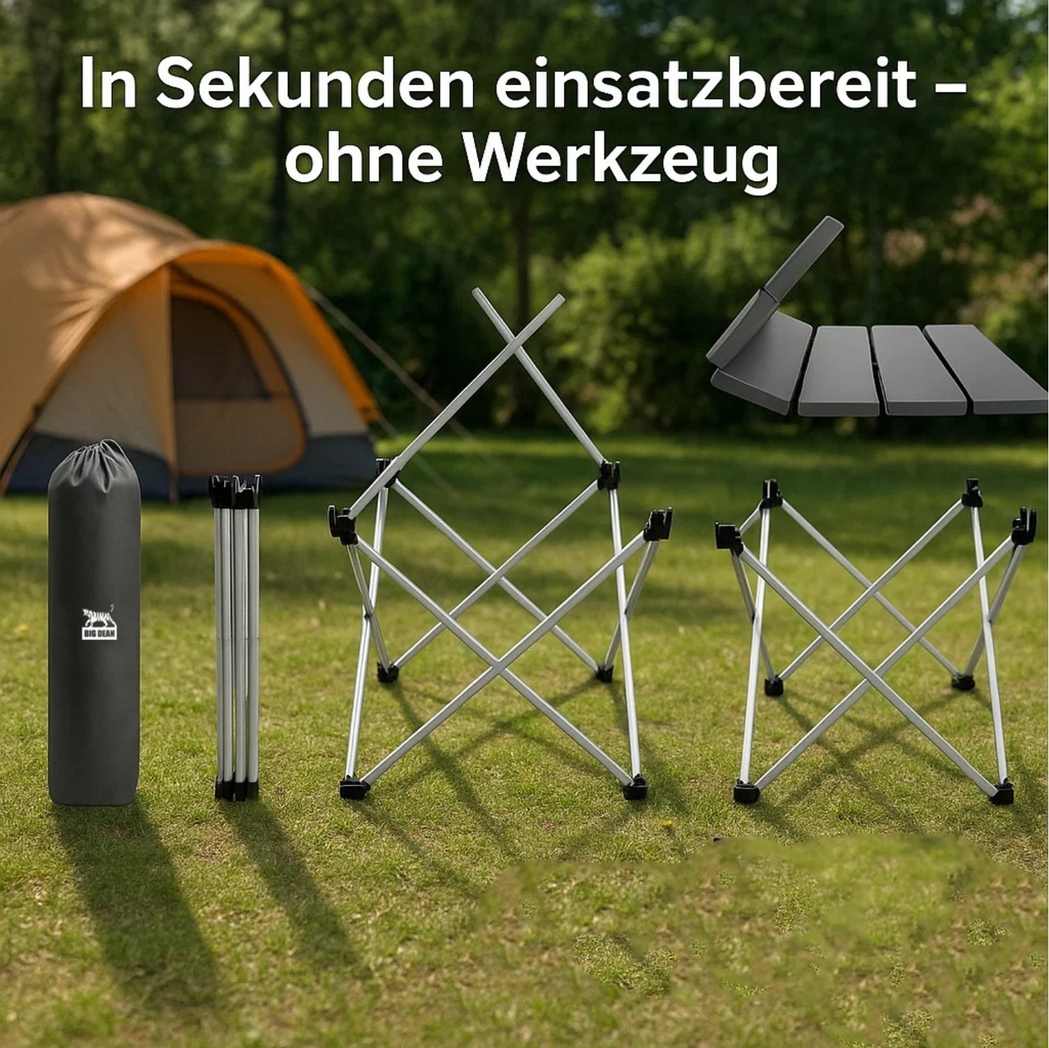 BigDean Campingtisch klein faltbar Aluminium ultraleicht