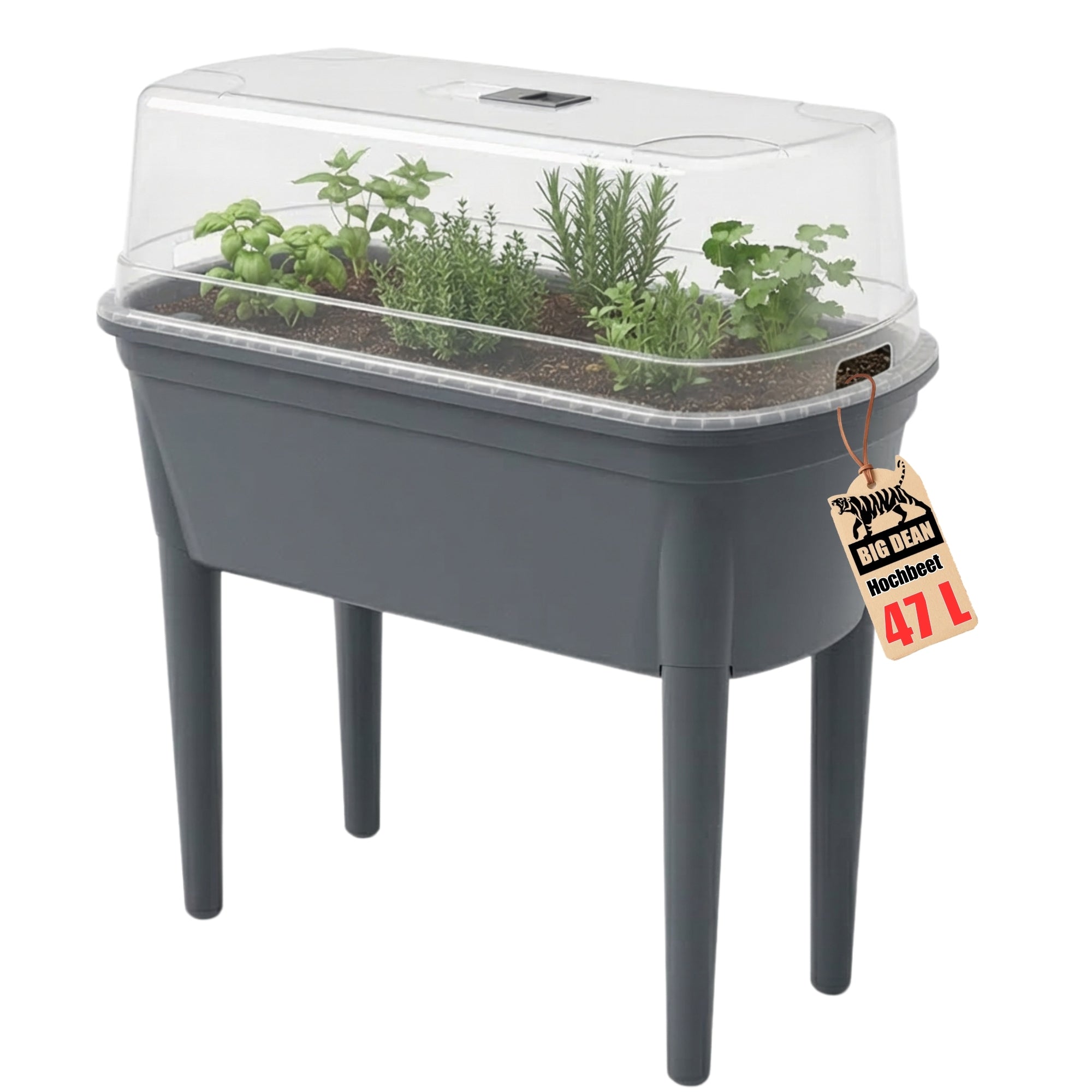 BigDean Garten & Außenbereich Hochbeet Frühbeet Anthrazit 78cm