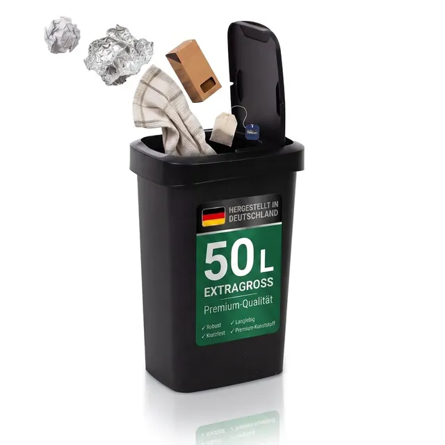 BigDean Mülleimer 50l mit Deckel Schwingdeckel Made in Germany