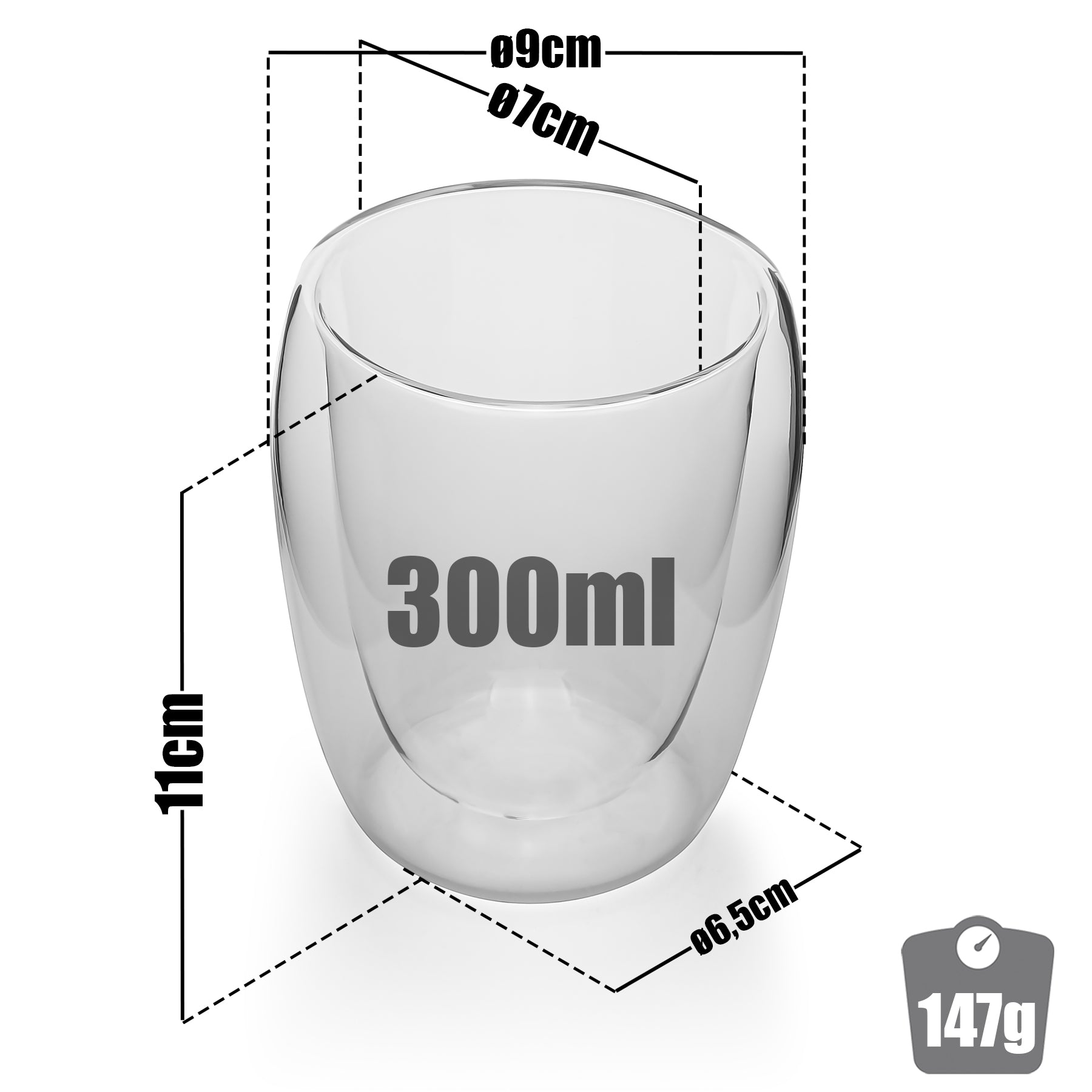 BigDean Latte Macchiato Gläser 300ml 4er doppelwandig Glas