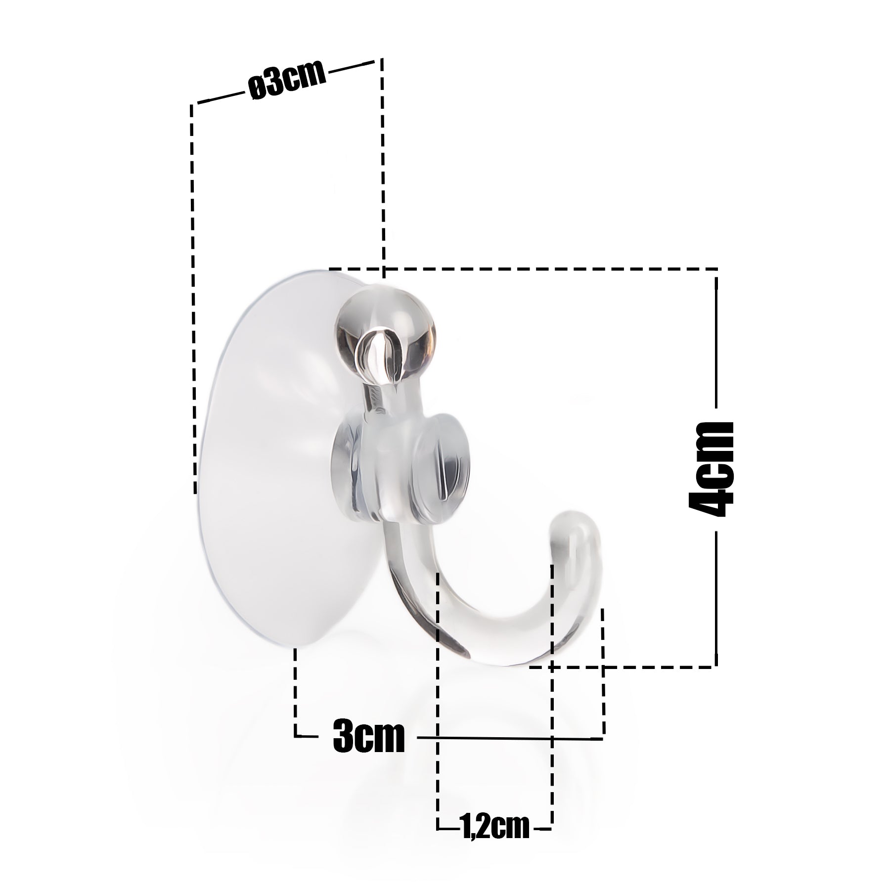 BigDean Saugnapfhalter Haken transparent Ø3cm 24 Stück