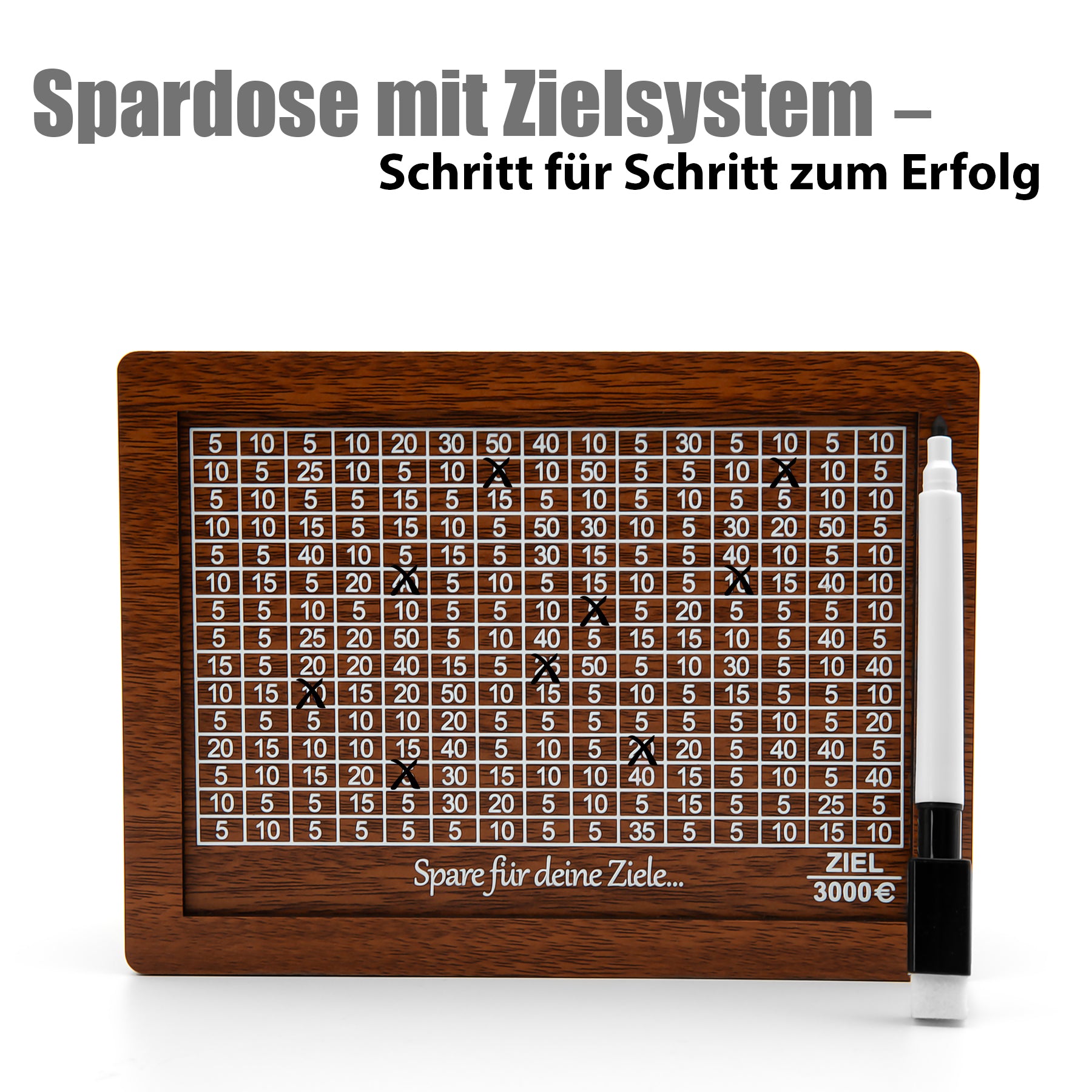BigDean Aufbewahrung Spardose Holz 3000 Euro wiederverwendbar