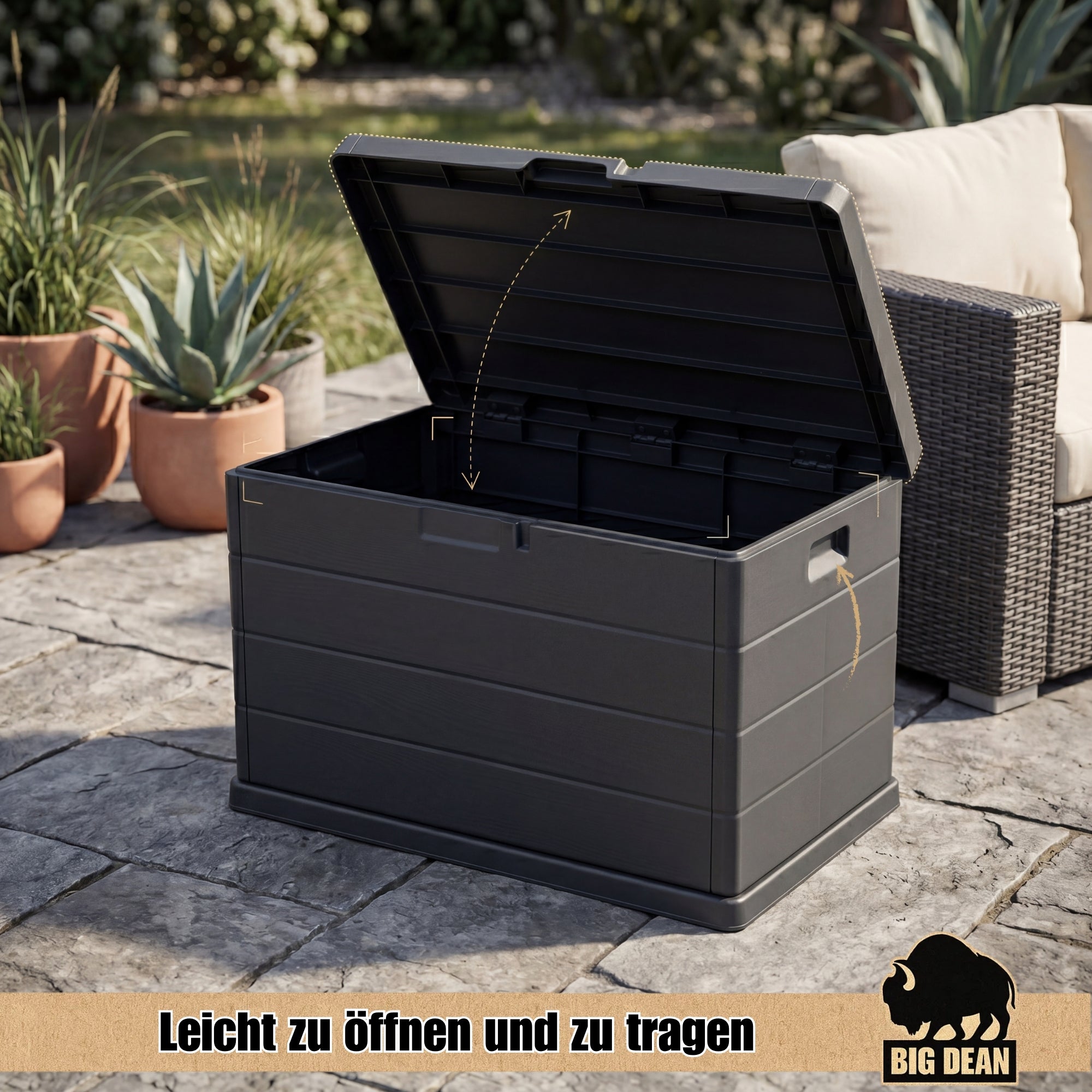 BigDean Aufbewahrung Gartenbox 78x55x52 cm 170L abschließbar
