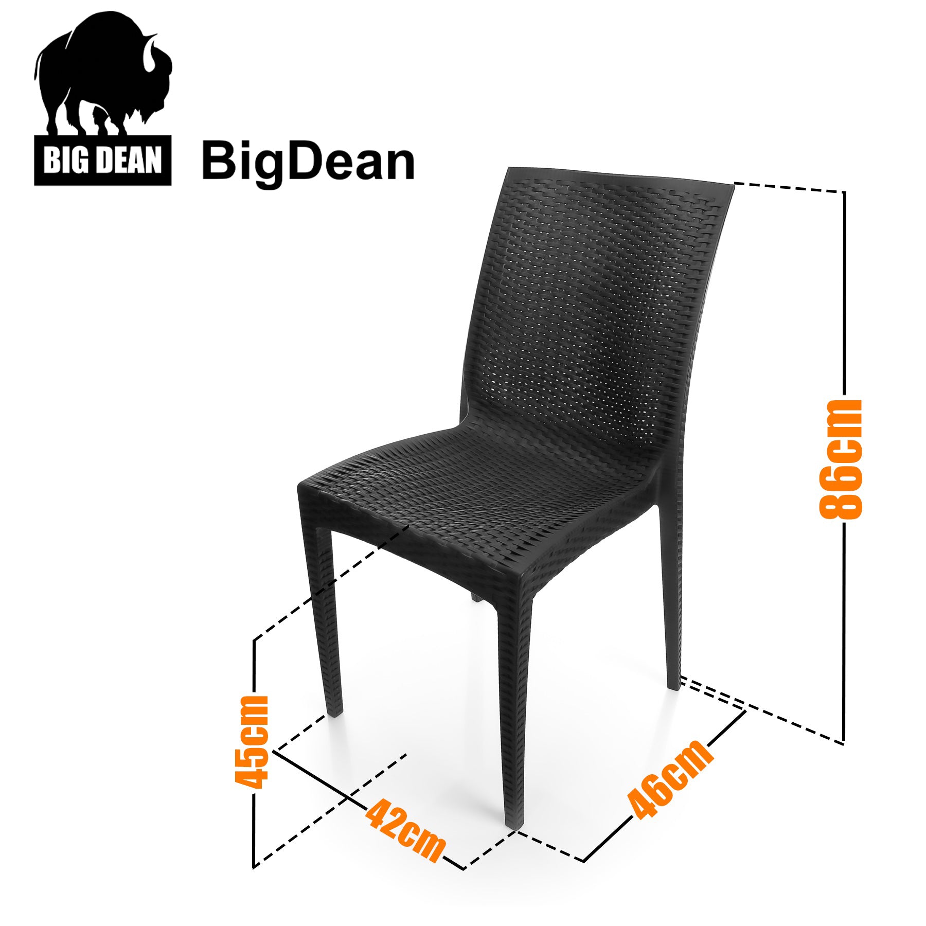 BigDean Dalia Gartenstuhl Rattan-Optik Anthrazit 2er Set 110 kg