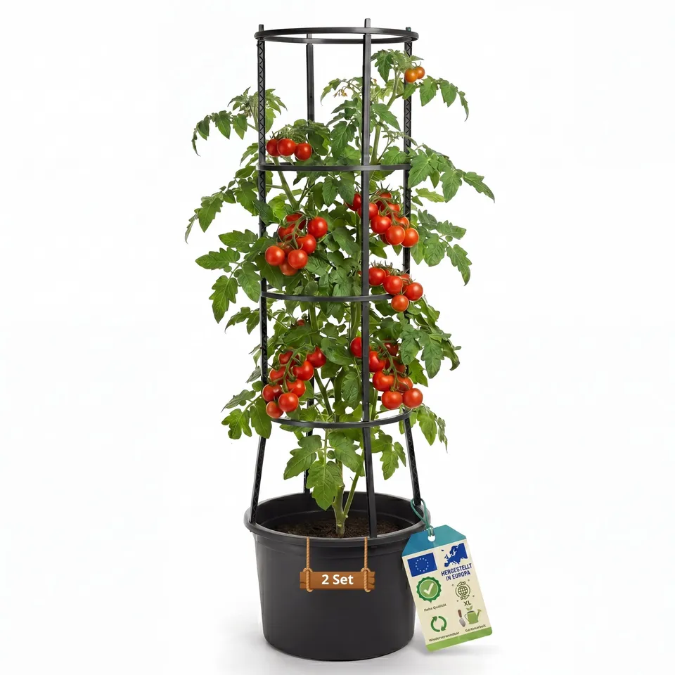 BigDean Garten Tomatentopf XL 40cm Rankhilfe 2er Set