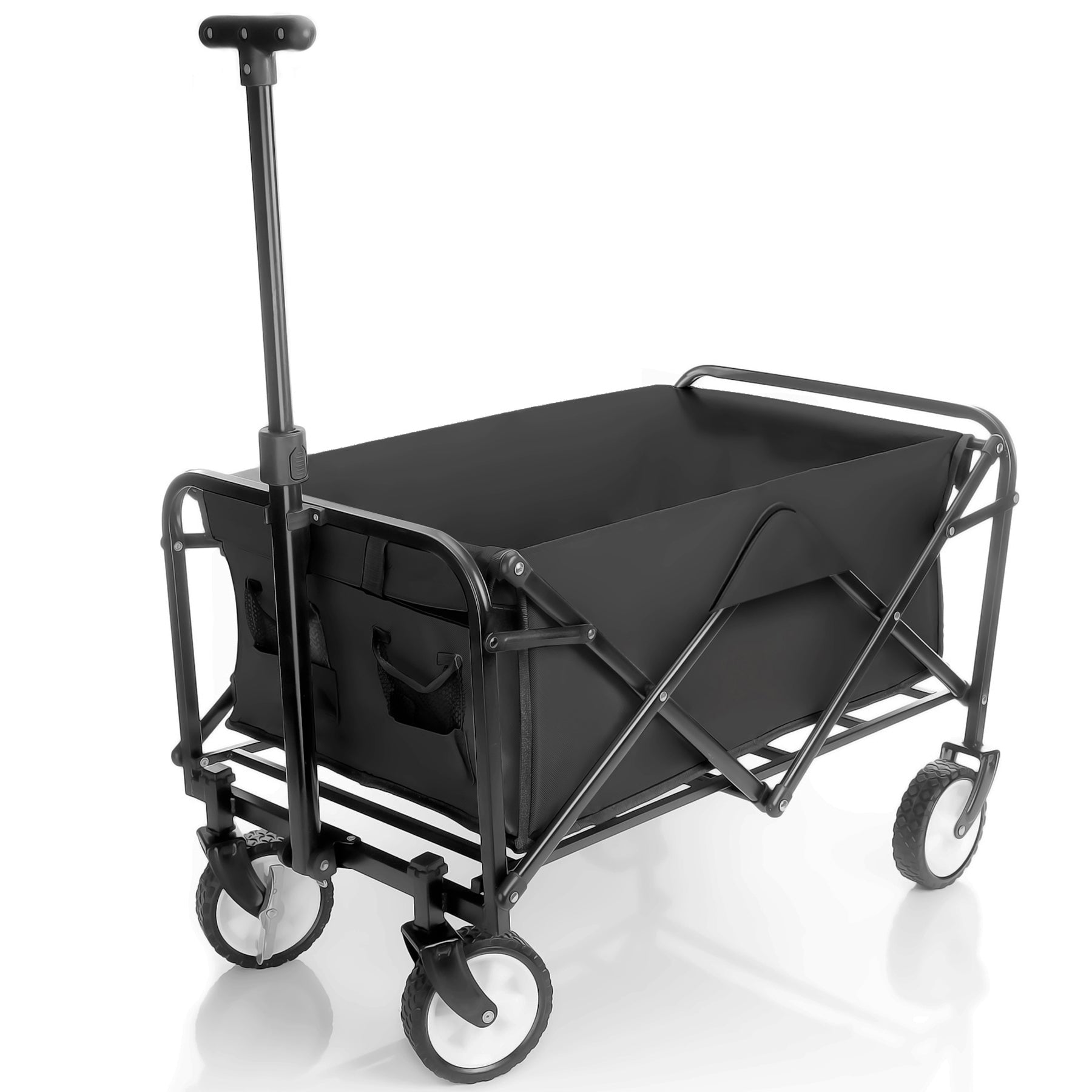 BigDean Garten Bollerwagen faltbar schwarz 80kg belastbar