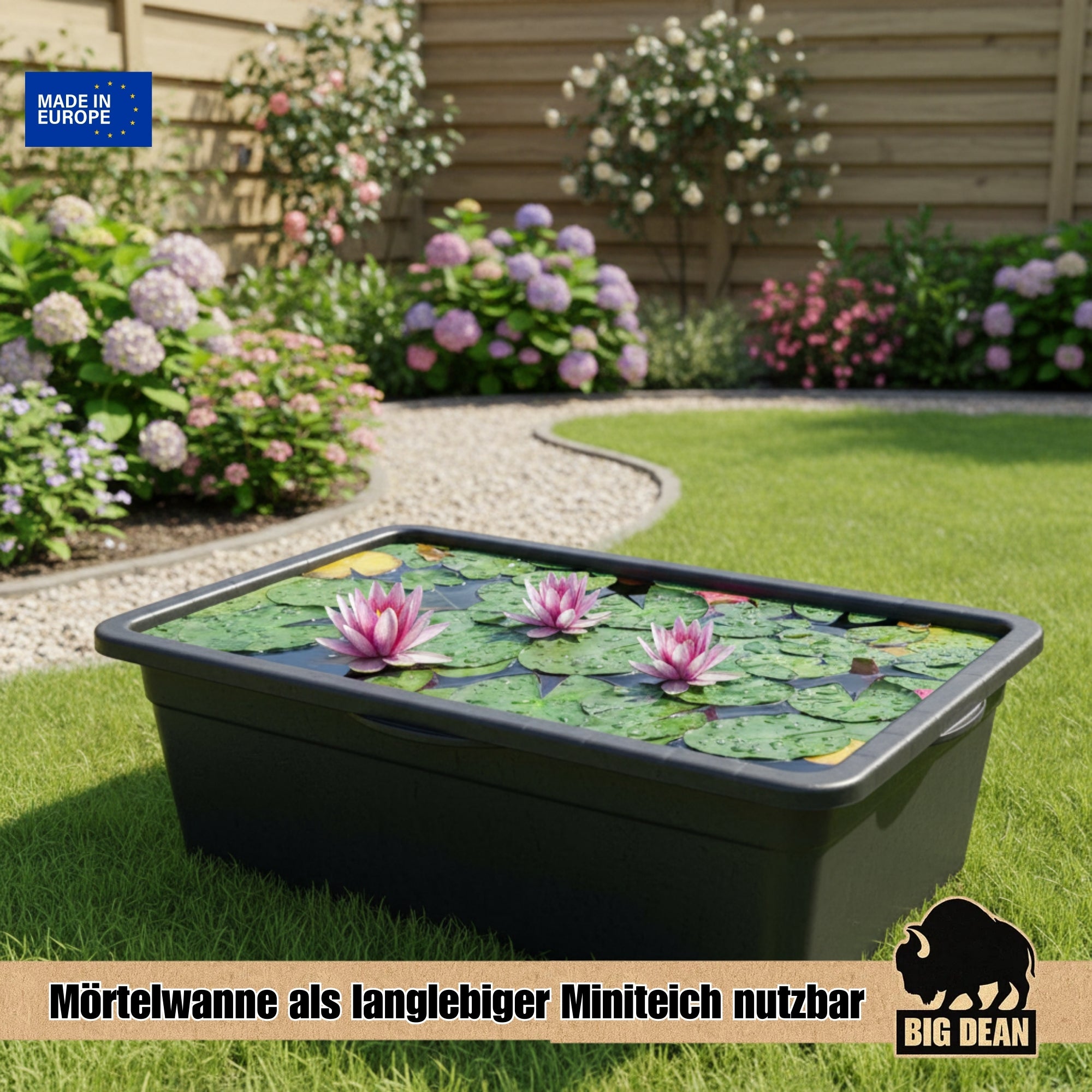 BigDean Werkzeug Mörtelkübel 90 L eckig 5er Set schwarz