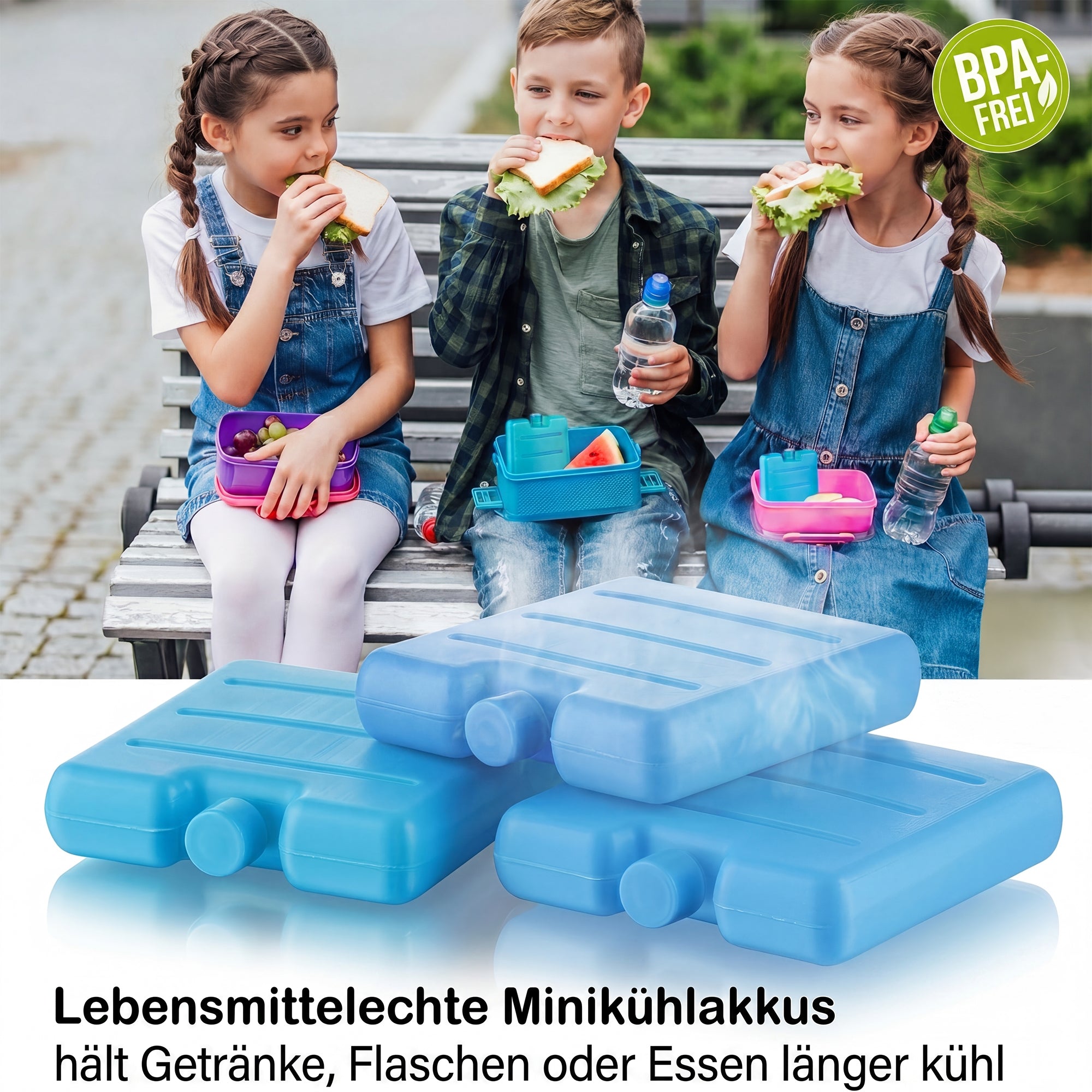 BigDean Mini Kühlakkus 6er Set 7,5cm flach Kühlpacks bunt
