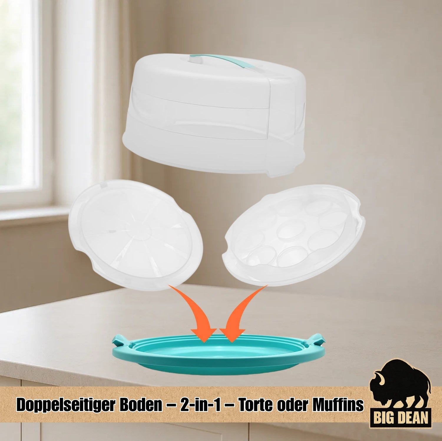 BigDean Küche Tortenbehälter mit Kühlakku 38 cm 2 Akkus BPA-frei