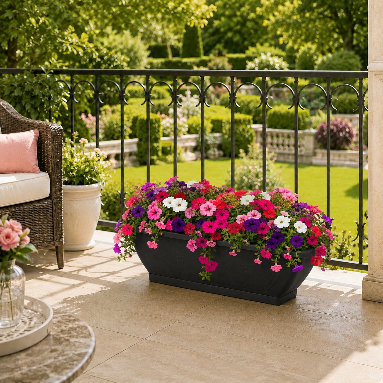 BigDean Blumenkasten Anthrazit 50cm Untersetzer