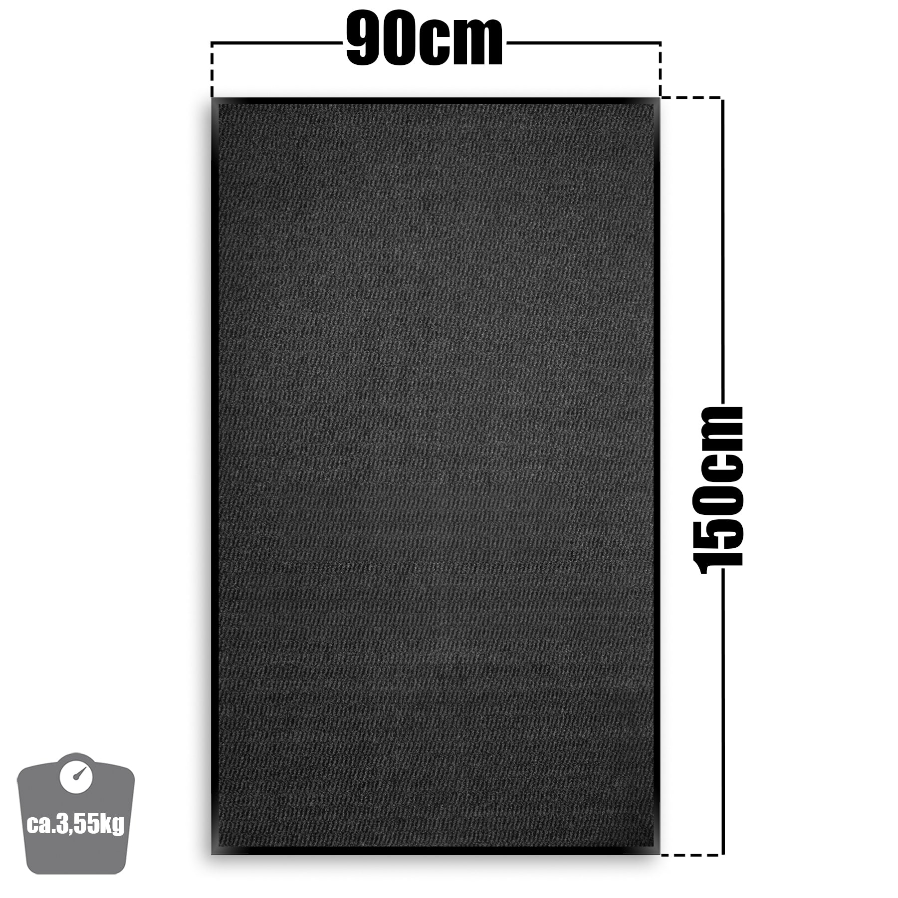 BigDean Schmutzfangmatte 90x150 Anthrazit rutschfest XXL