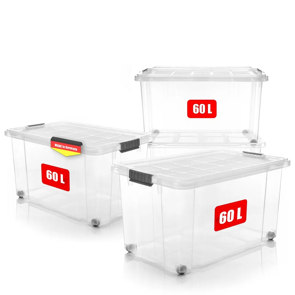 BigDean Aufbewahrungsbox 60L transparent 4 Stück