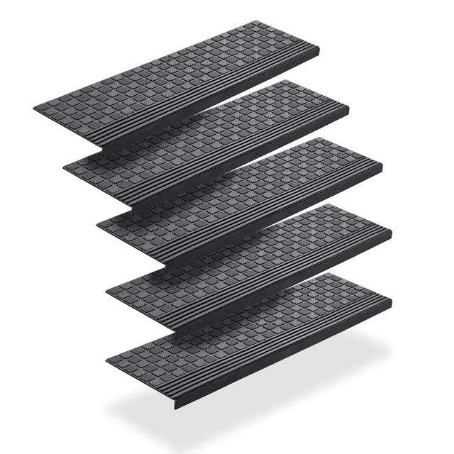 BigDean Stufenmatten Gummi 65x25 5er Schwarz antirutsch