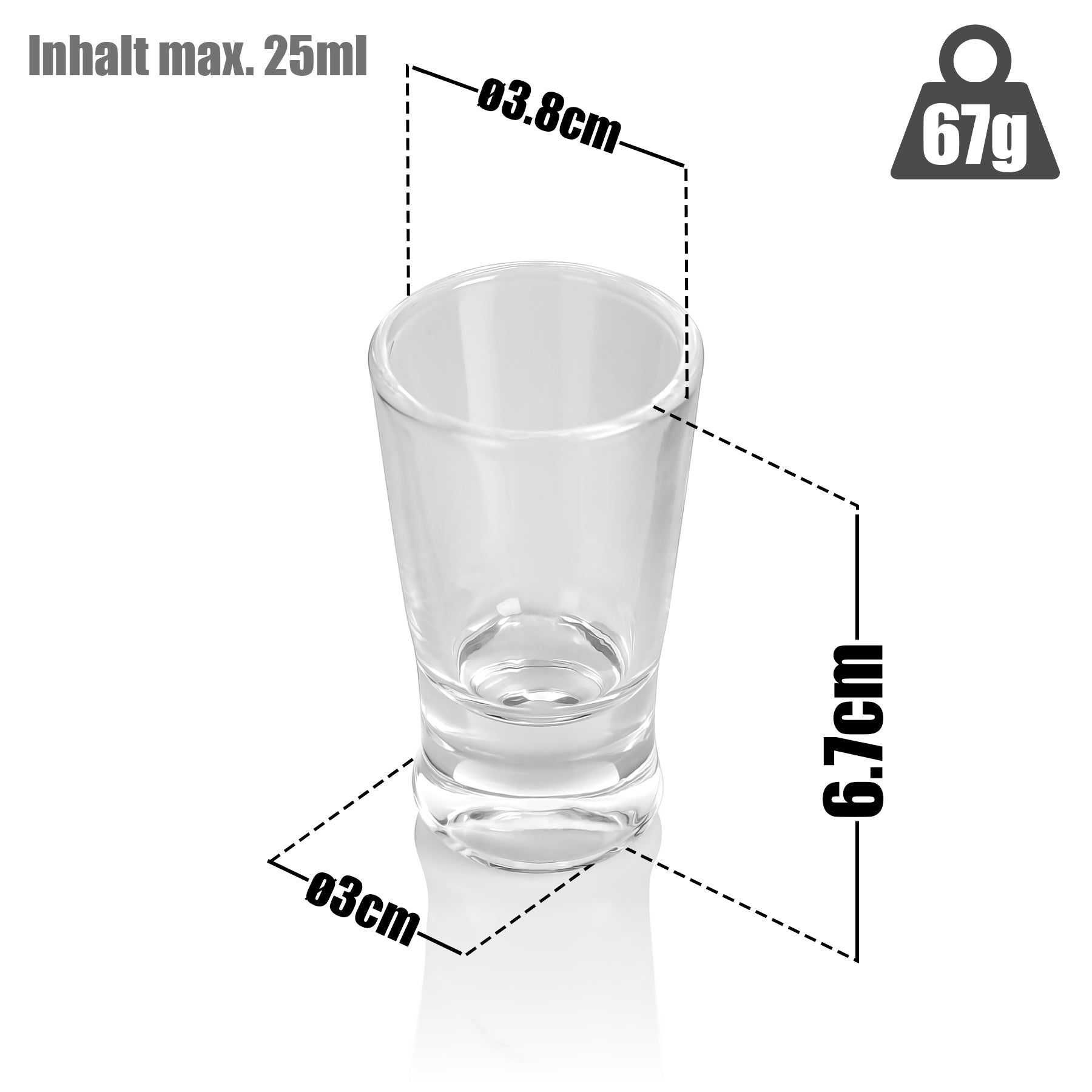 BigDean 6x Schnapsglas 2cl Shotglas Glas Geschenkbox spülmaschinenfest