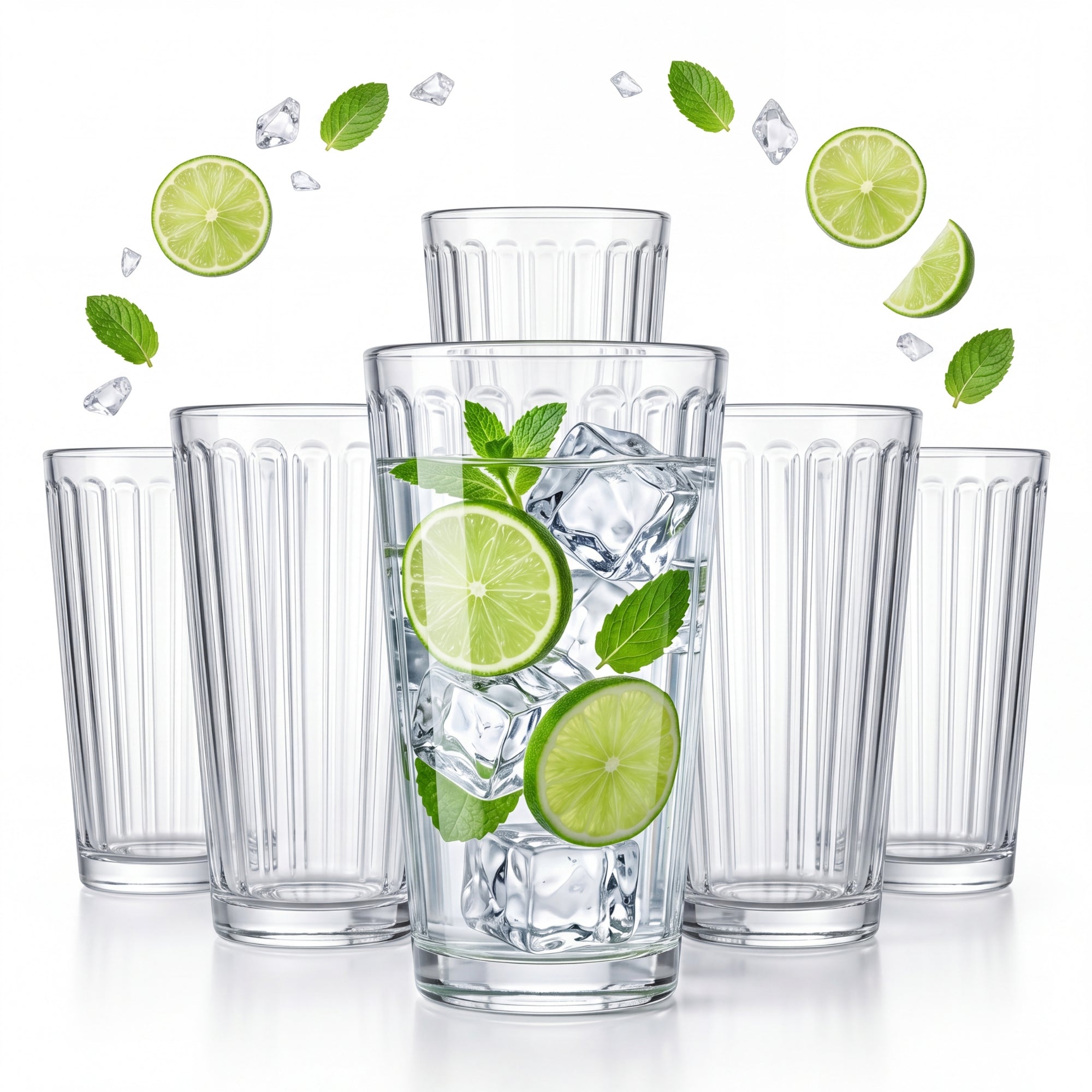 BigDean Küche & Vorrat Wassergläser 410 ml 6er Set Riffel