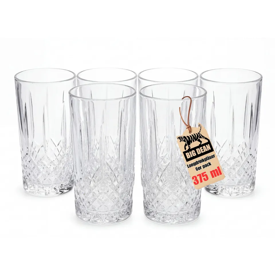 BigDean Wassergläser 6x375ml Transparent Kristall