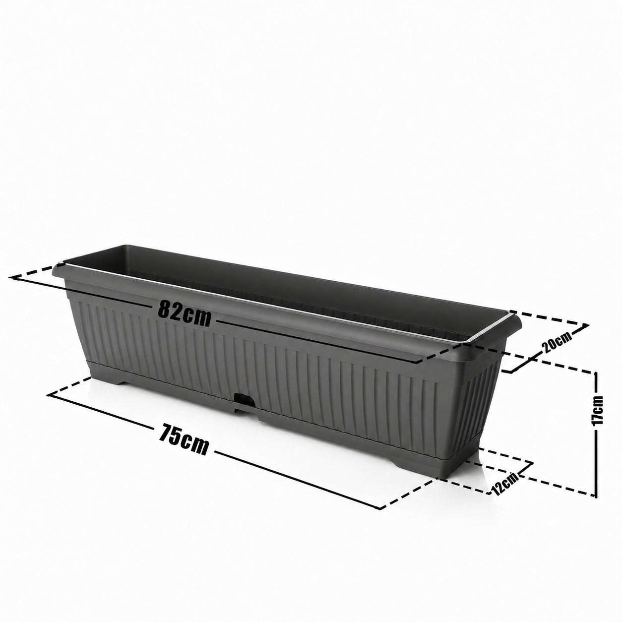 BigDean Blumenkasten 80cm Anthrazit mit Untersetzer Speicher