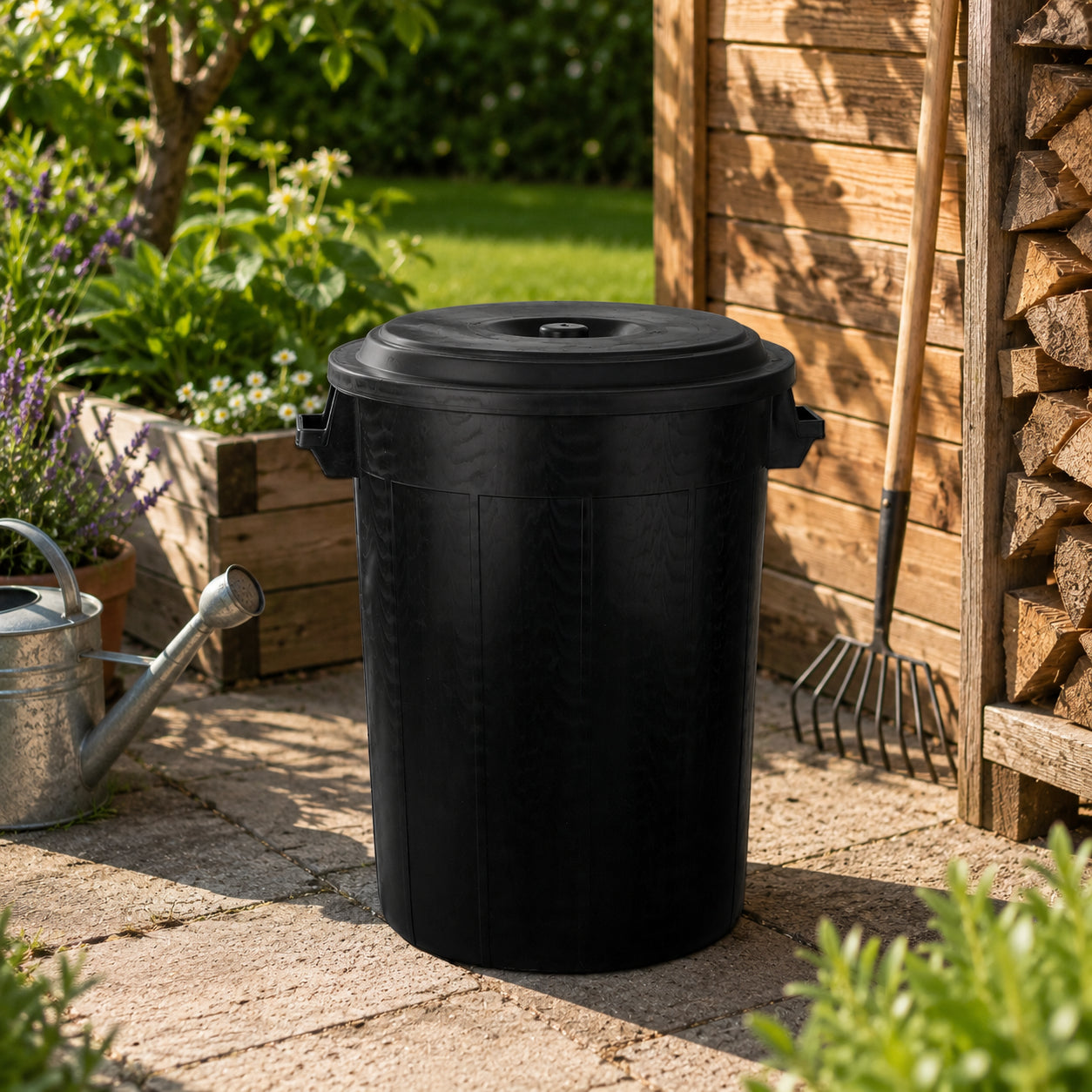 BigDean Universaltonne 50 Liter schwarz mit Deckel Allzweck