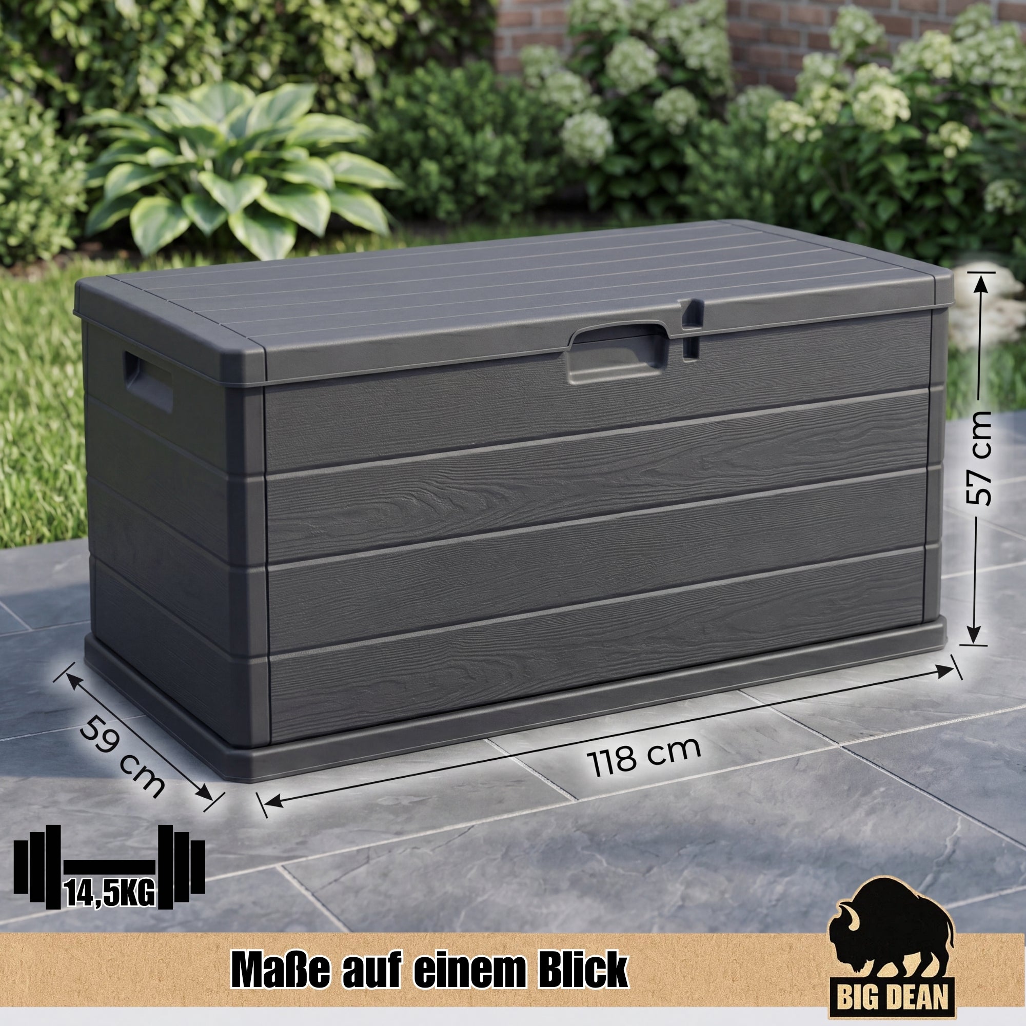 BigDean Auflagenbox 340 Liter Kissenbox abschließbar