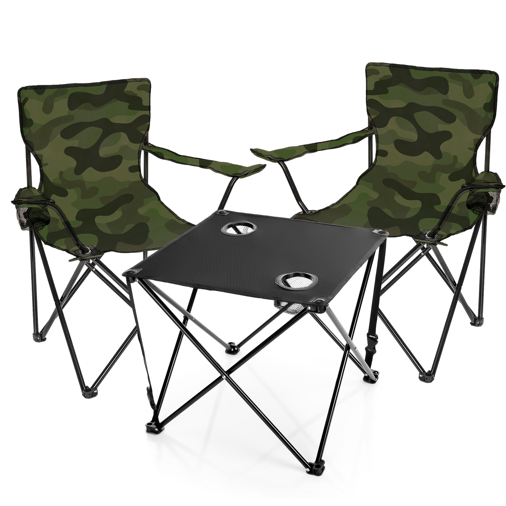 BigDean Campingtisch mit Stühlen Camping Set camouflage faltbar