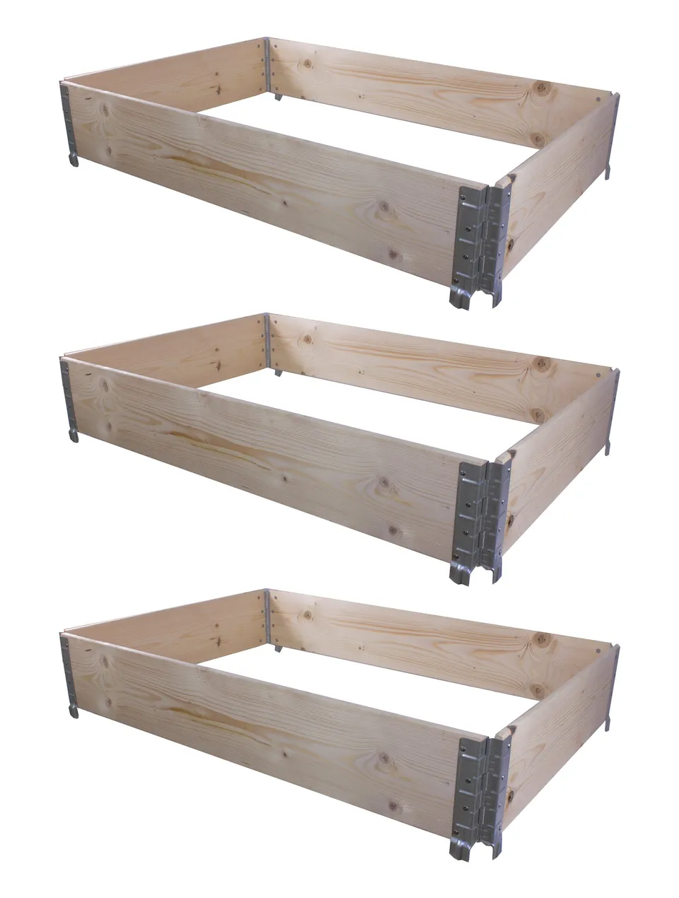 BigDean Hochbeet Rahmen 120x80cm Holz 3er Set stapelbar