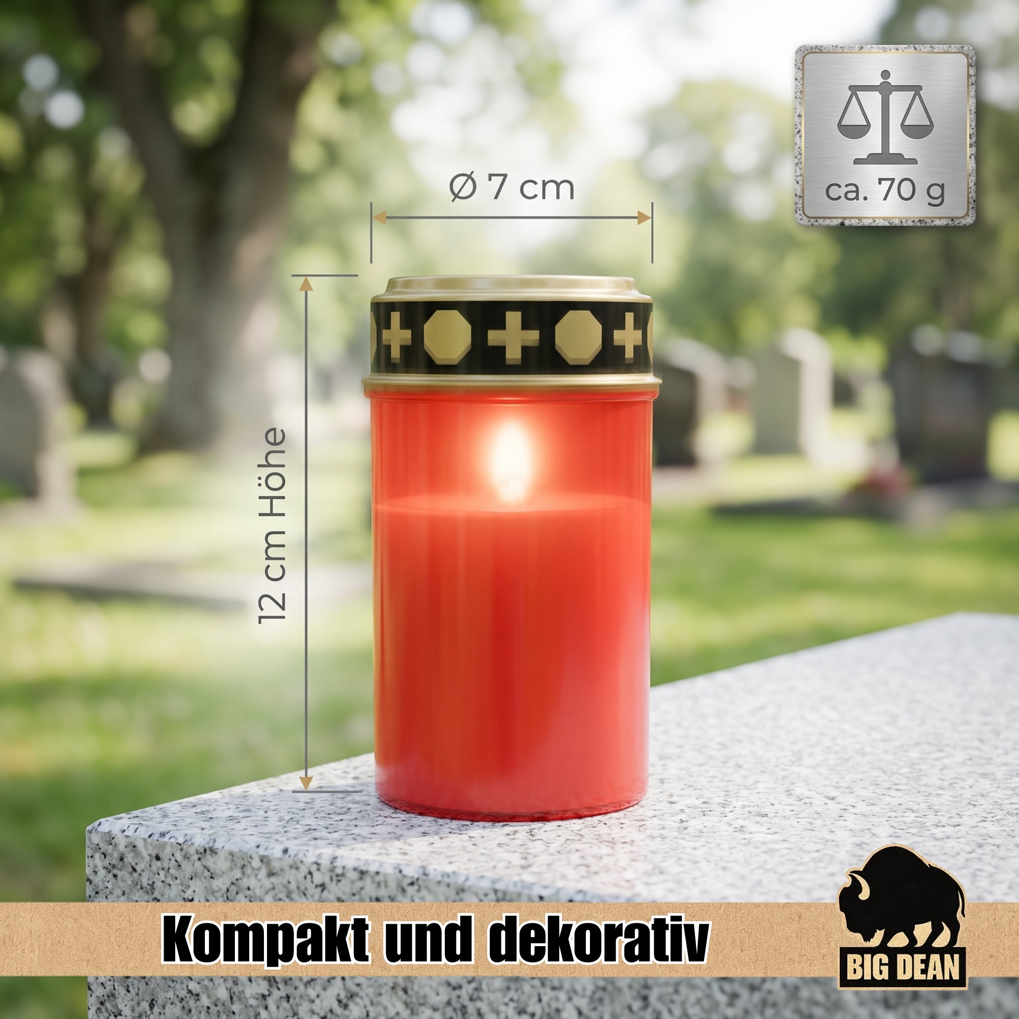 BigDean Grablicht LED 3er Set warmweiß flackernd