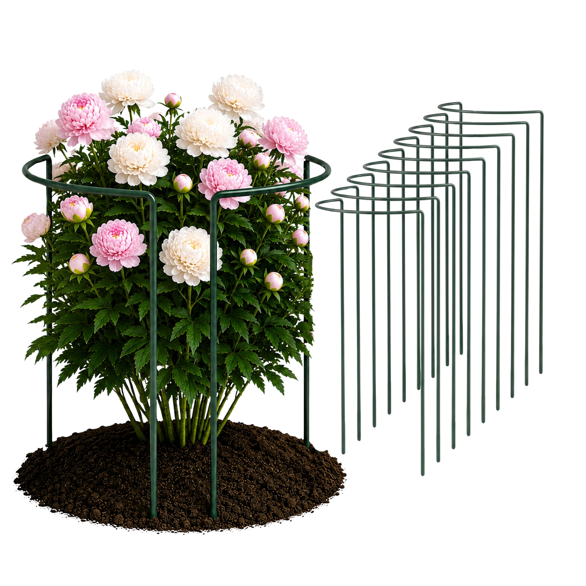BigDean Strauchstützen 70x40x15 cm 10x Stützbogen Metall