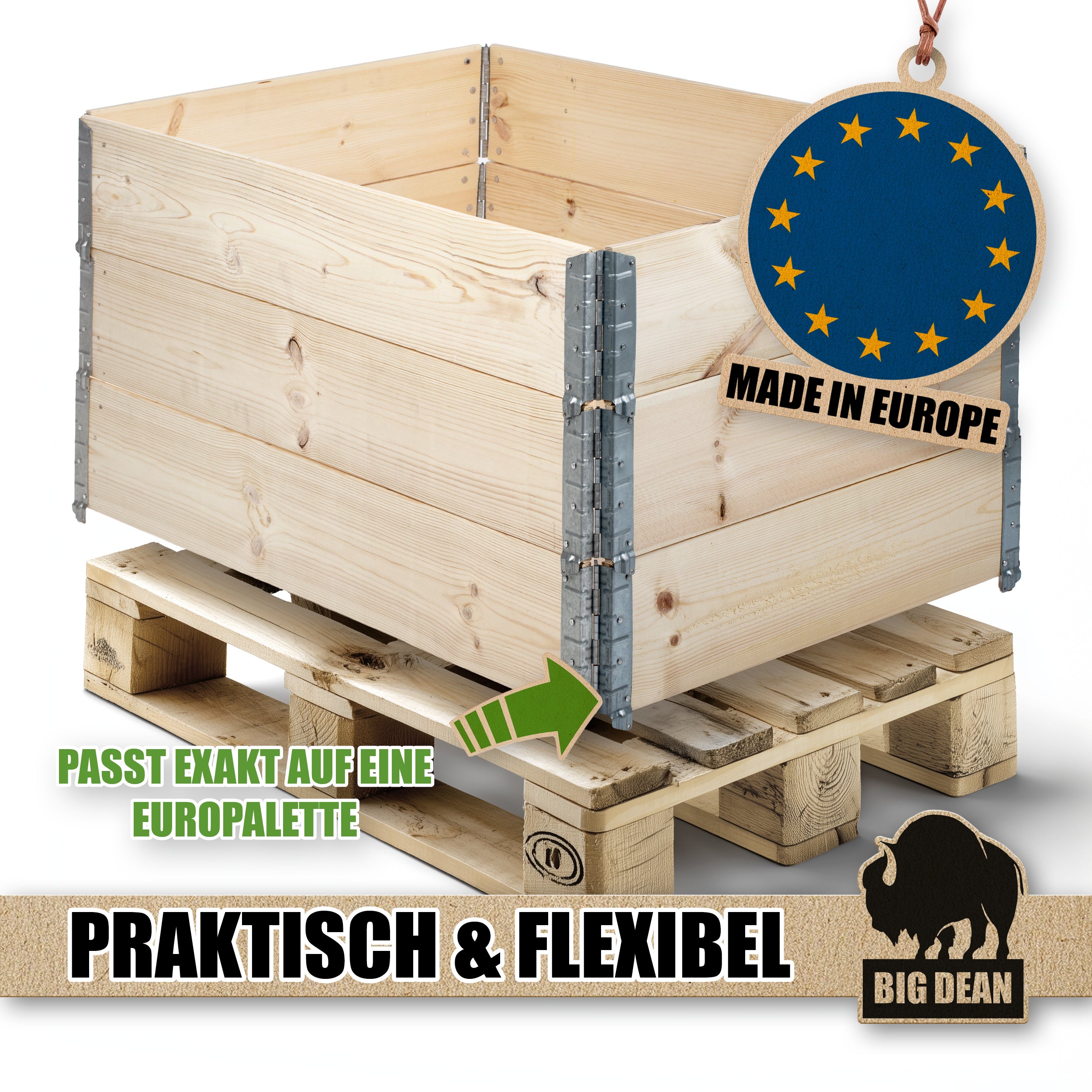 BigDean Hochbeet Holz 120x80 3er Set Palettenrahmen