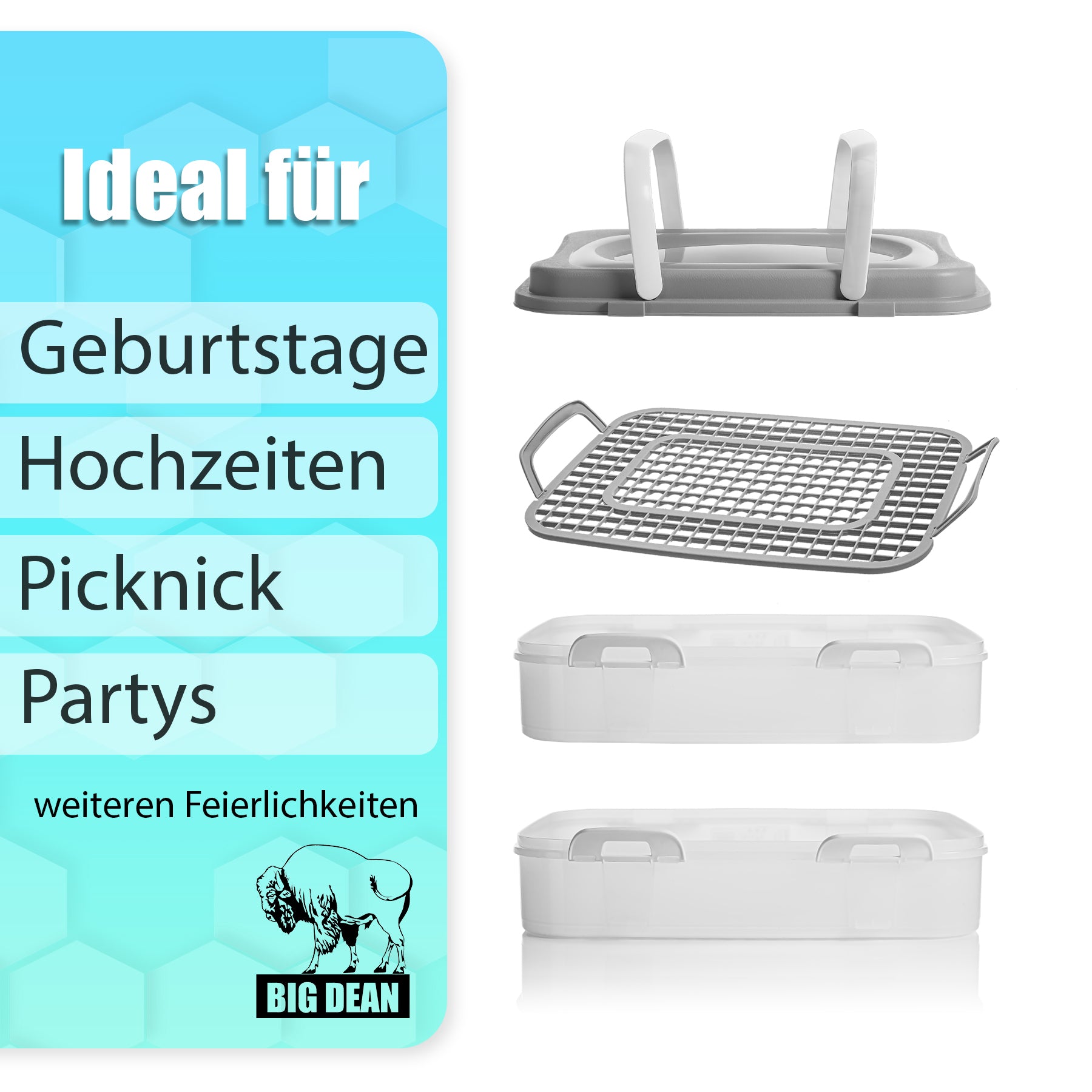 BigDean Küche Partycontainer 2 Etagen Pastell Grau Hebeeinsatz