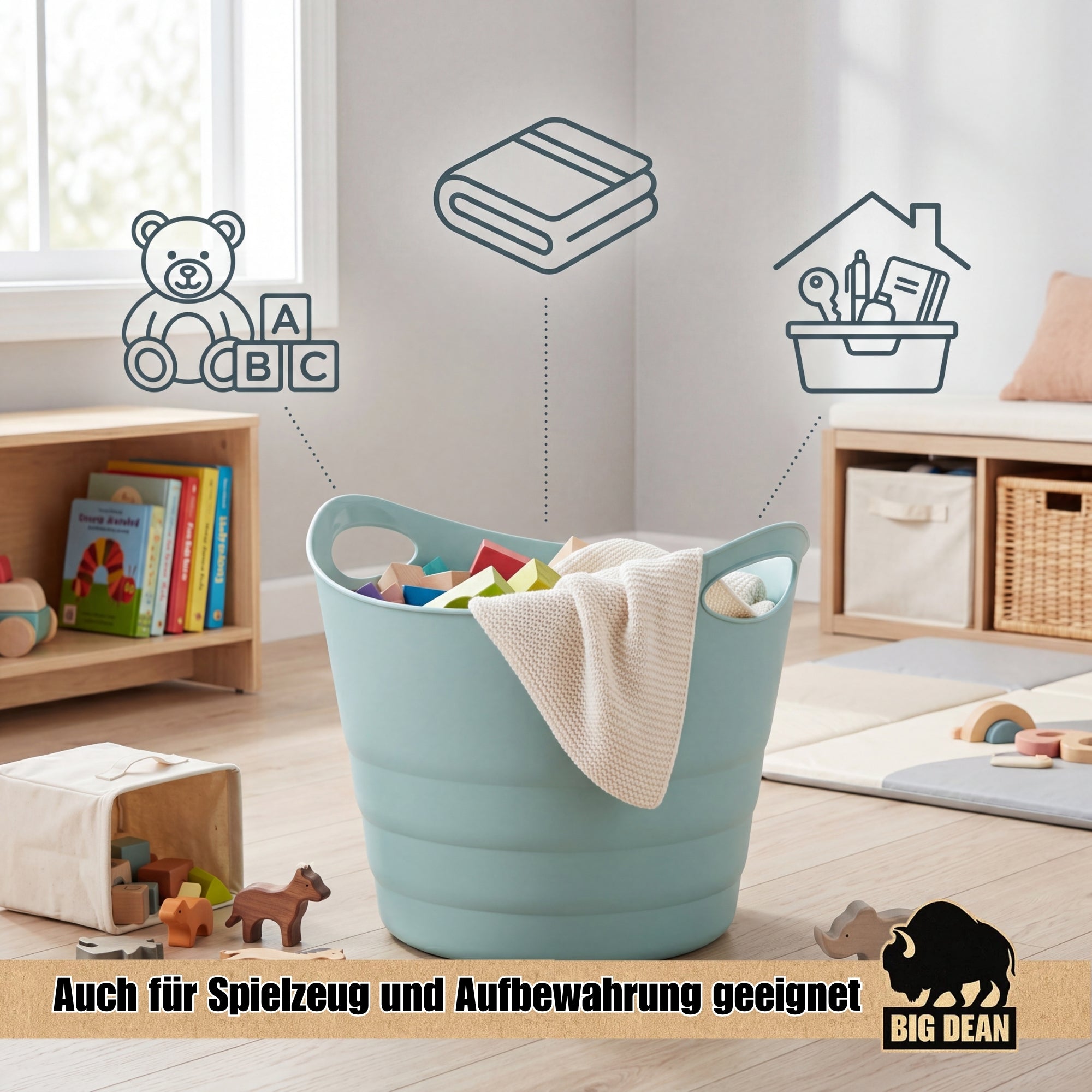 BigDean Garten Gummitrog 50L flexibel mit Tragegriffen