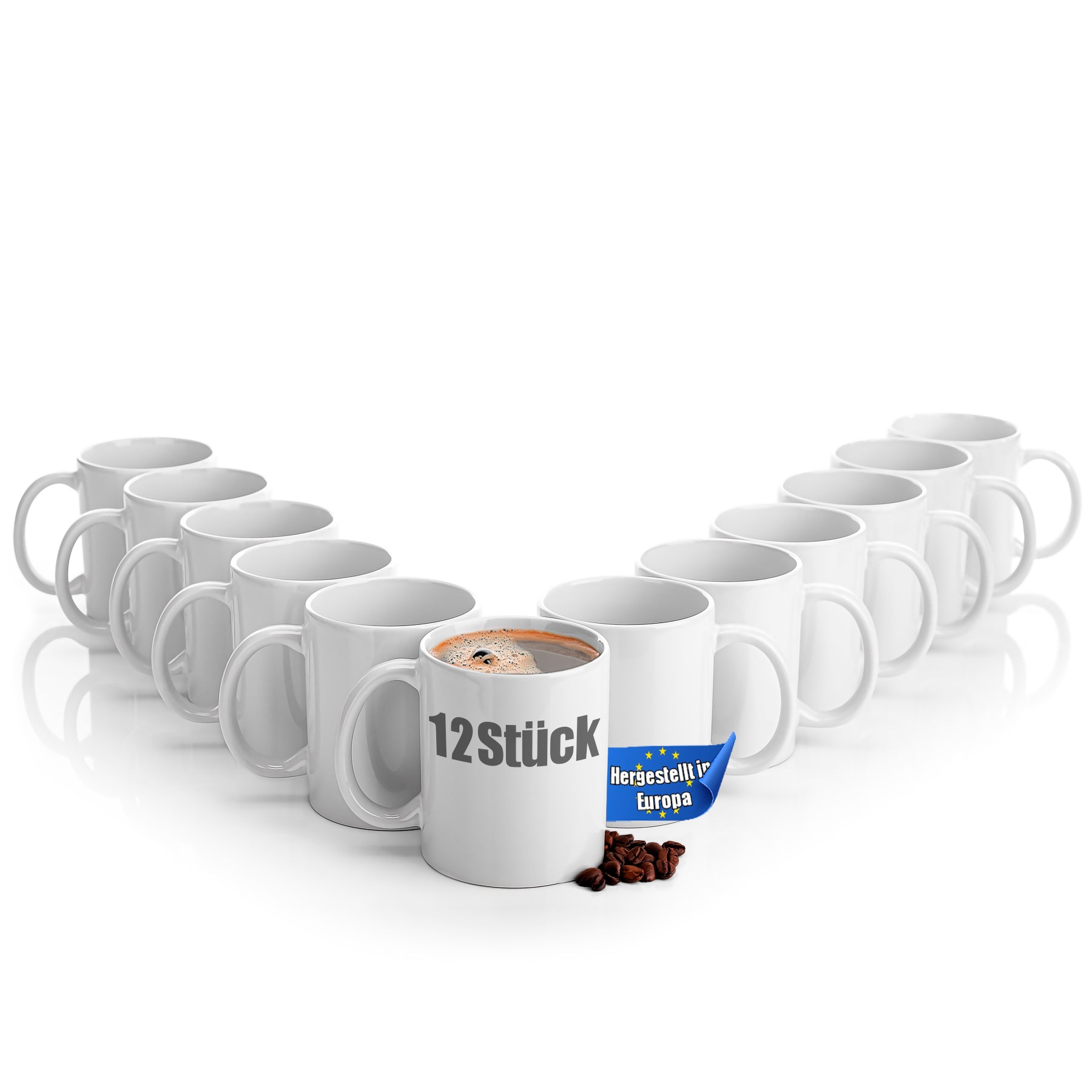 BigDean Küche Kaffeebecher weiß 300 ml 12er Porzellan