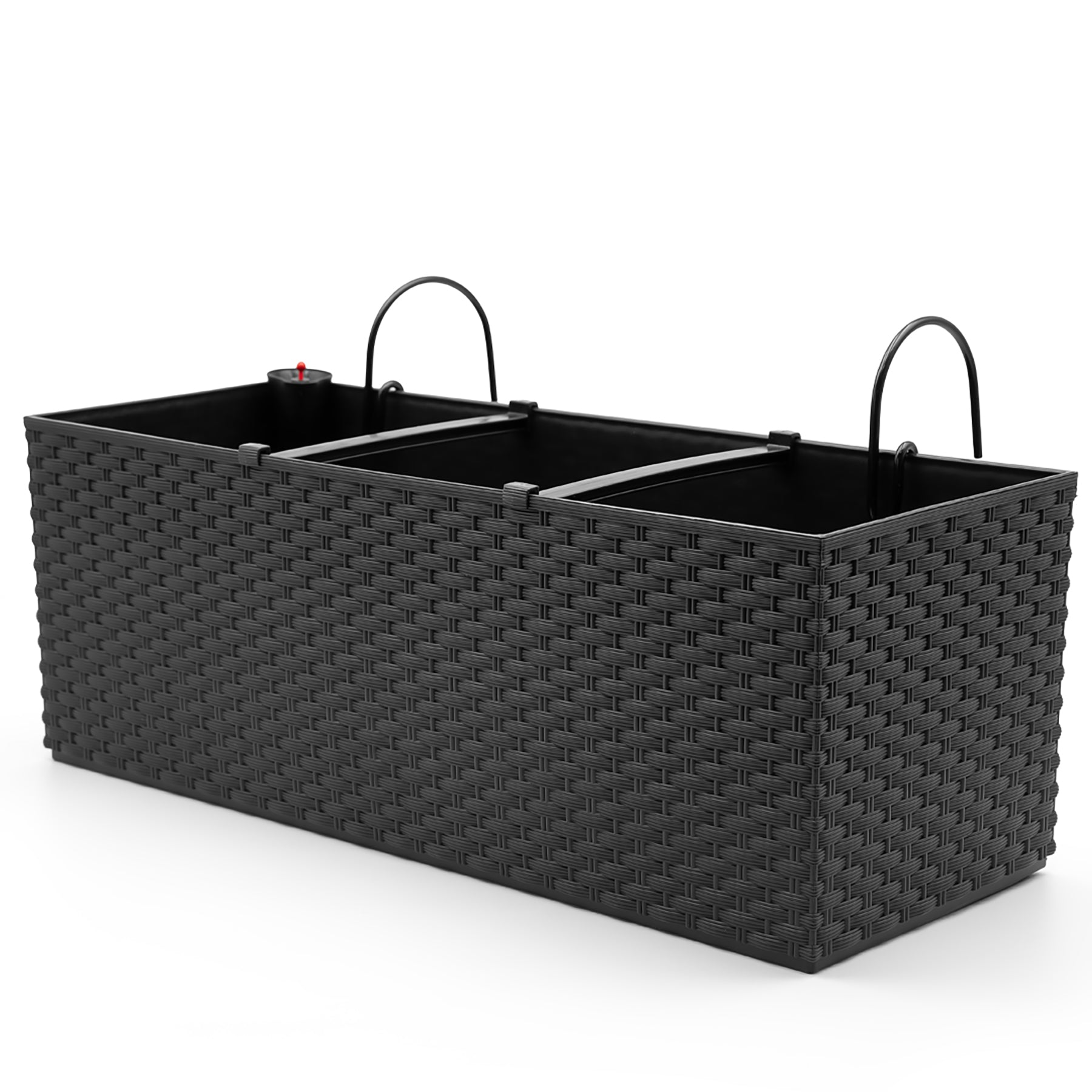 BigDean Garten Blumenkasten 50cm Wasserspeicher 2er Set Rattan
