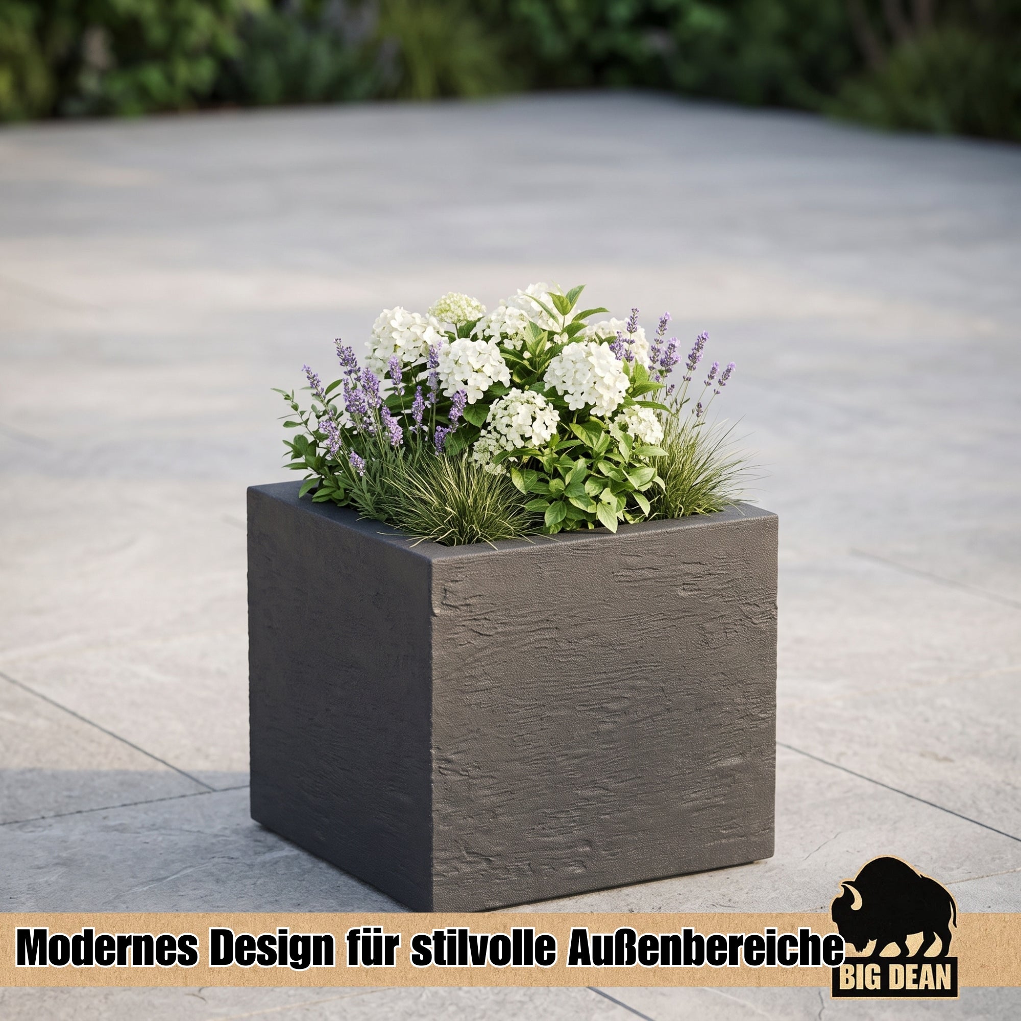 BigDean Pflanzkübel Anthrazit 39x39 cm quadratisch 2er Set