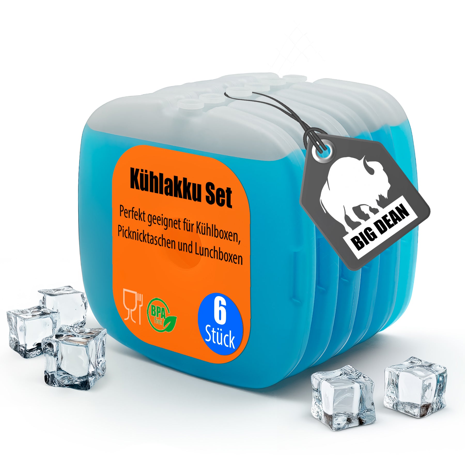 BigDean Küche & Vorrat Kühlakkus 6 Stück Blau BPA-frei