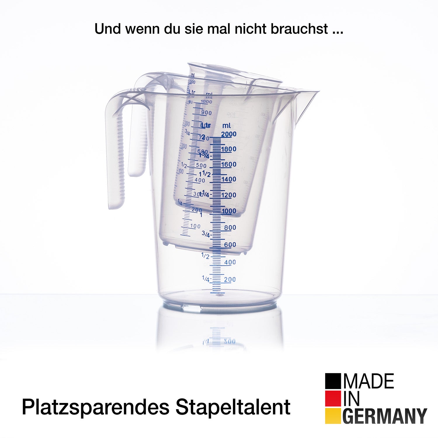 BigDean Messbecher-Set 3-tlg 0,5L 1L 2L Transparent Blau