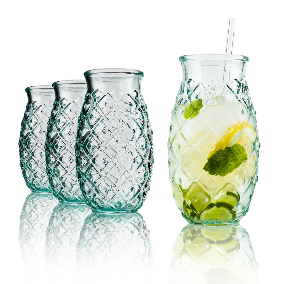 BigDean Trinkgläser Ananas 700 ml 4er Set Recyclingglas
