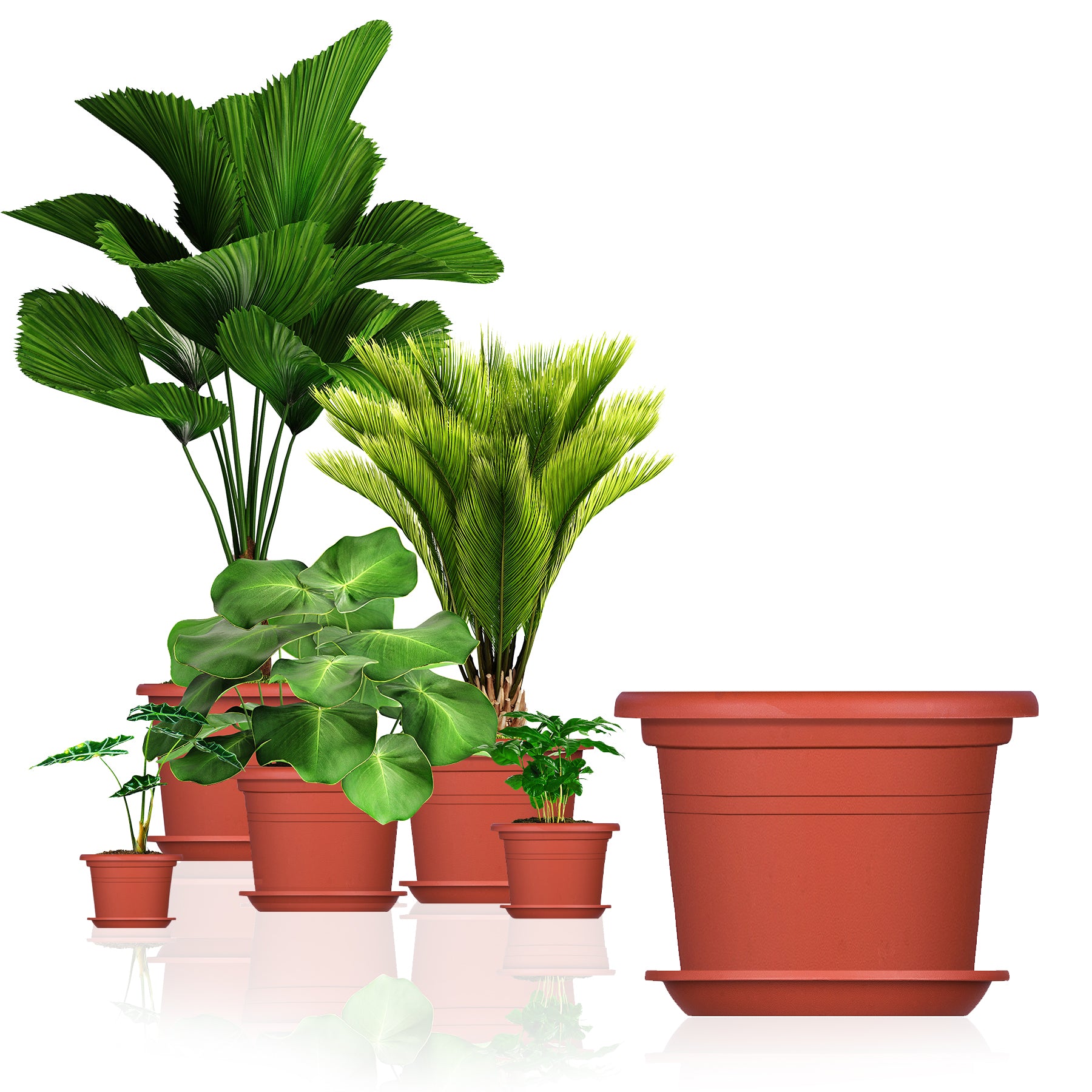 BigDean Blumentopf Ø40cm Terrakotta 3er Set mit Untersetzer