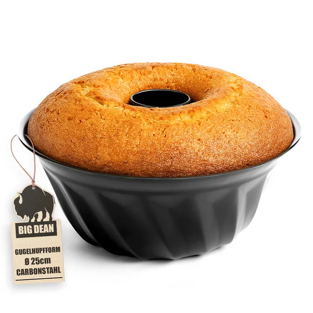 BigDean Küche Gugelhupfform 25 cm antihaft Carbonstahl Backform