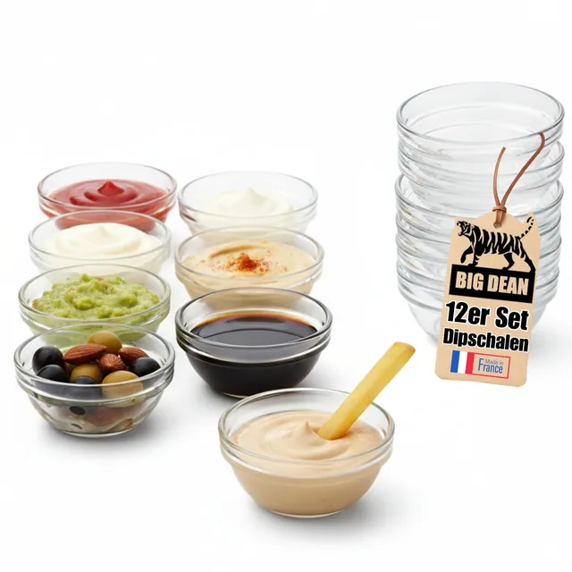BigDean Küche & Vorrat Glasschüssel 6 cm 40 ml 12er Set gehärtet