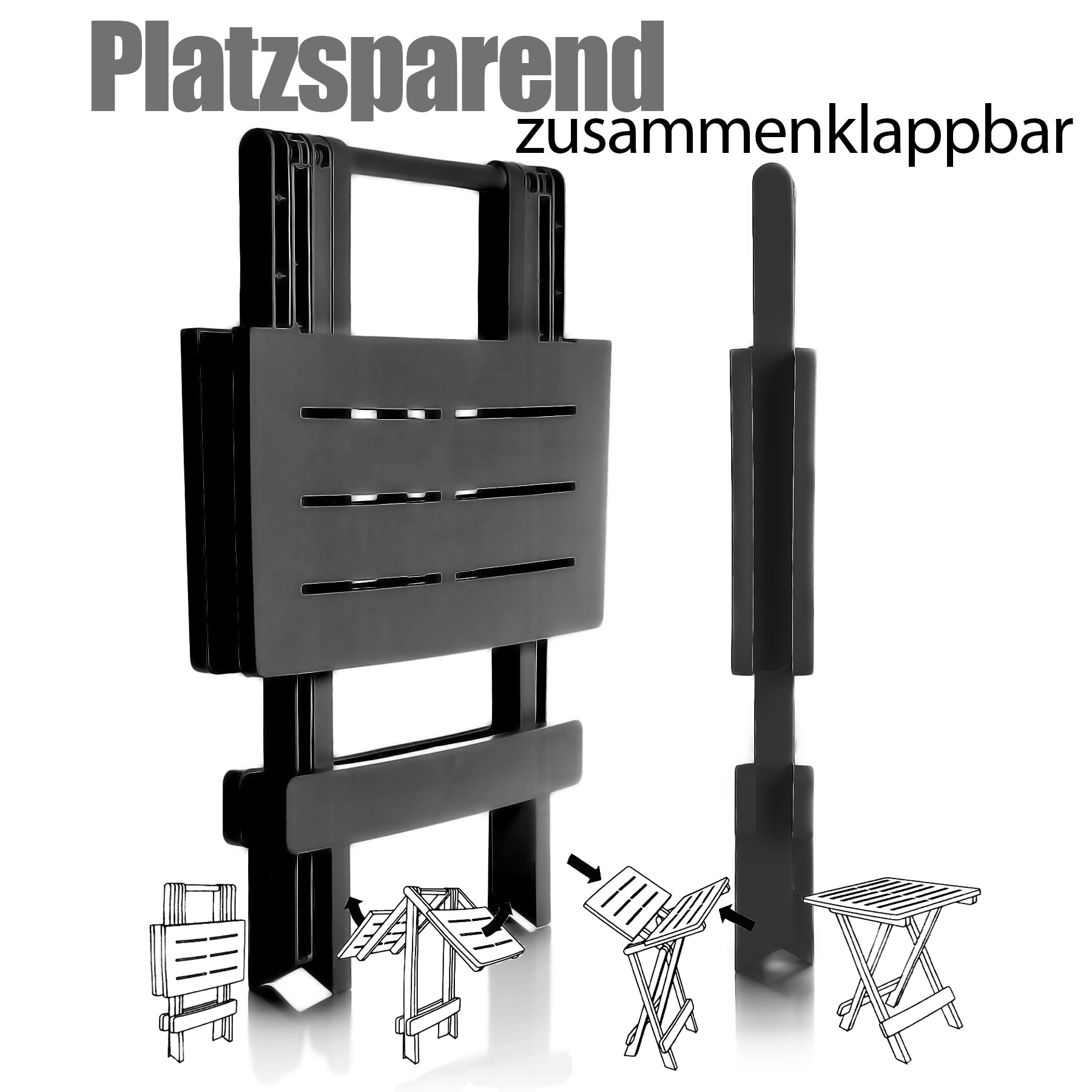 BigDean Klapptisch anthrazit Kunststoff 45x43x50 wetterfest