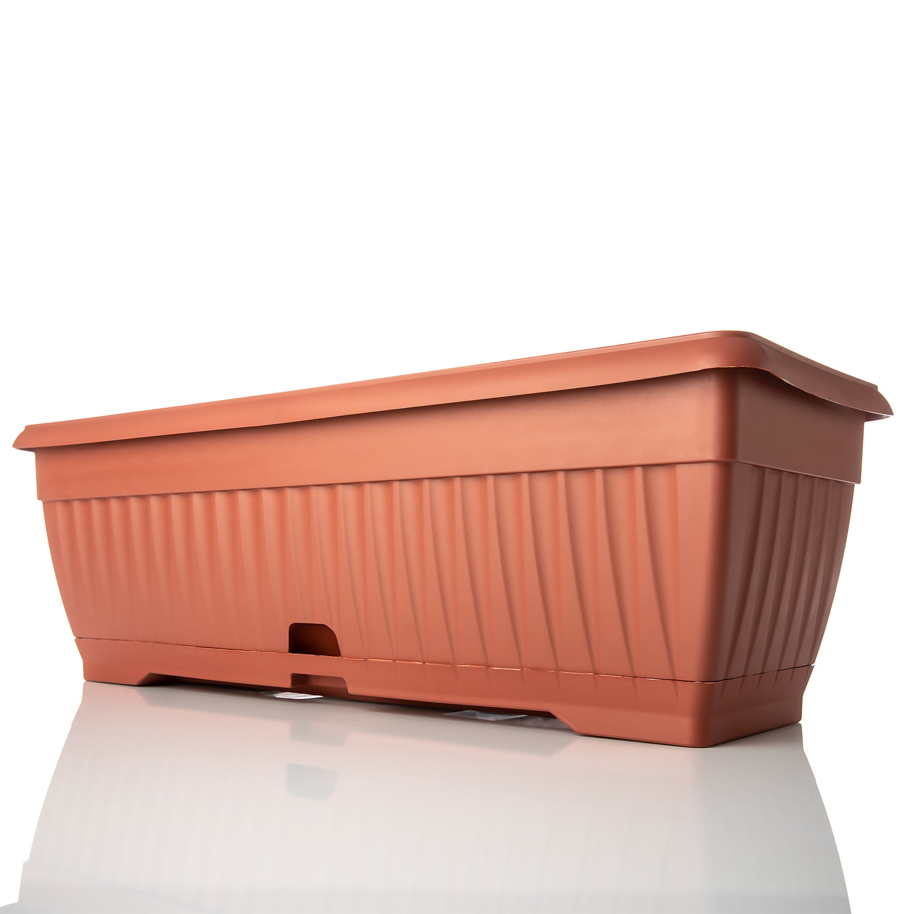 BigDean Blumenkasten Terracotta 50 cm mit Untersetzer