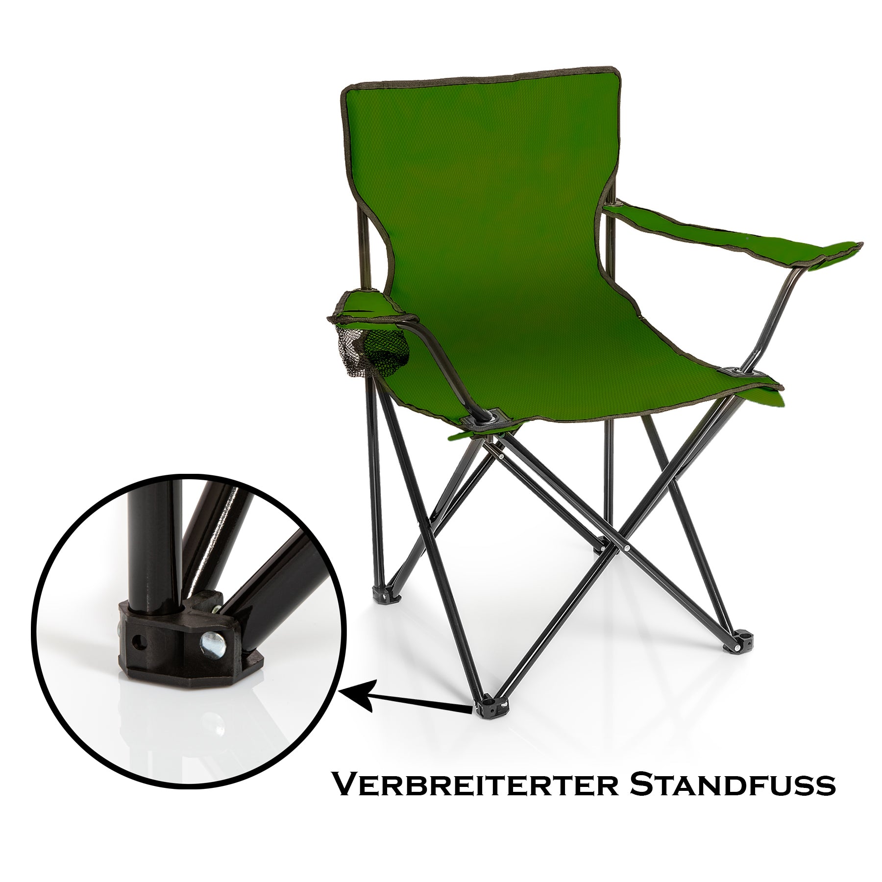 BigDean Faltstuhl grün Campingstuhl mit Getränkehalter