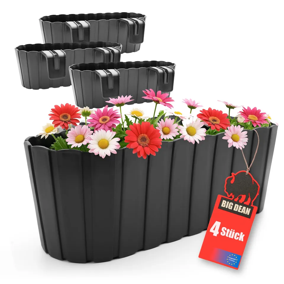 BigDean Blumenkasten Balkongeländer 39 cm Anthrazit Geländerkasten