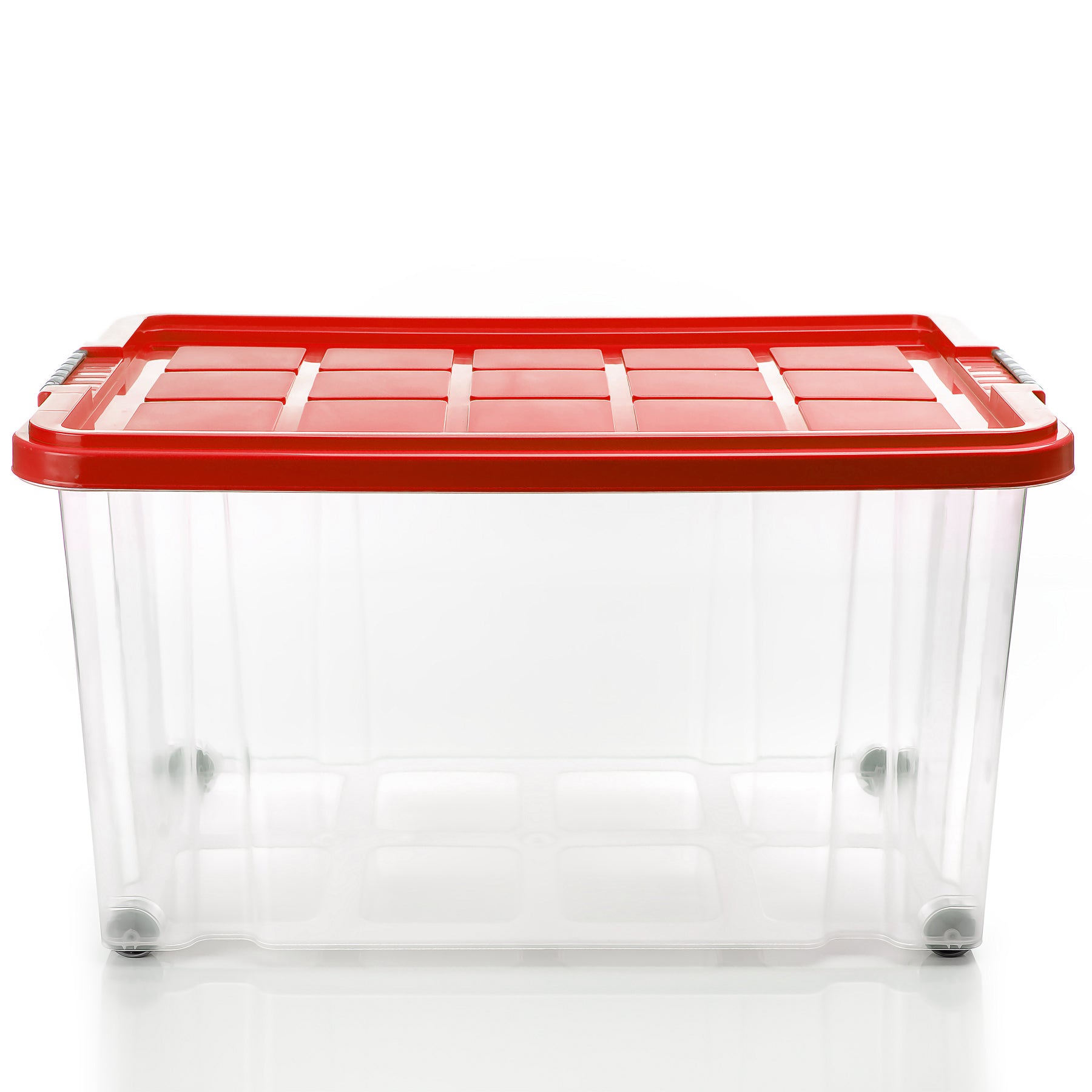 BigDean Aufbewahrungsbox 60L 4er Set Box mit Deckel Rot