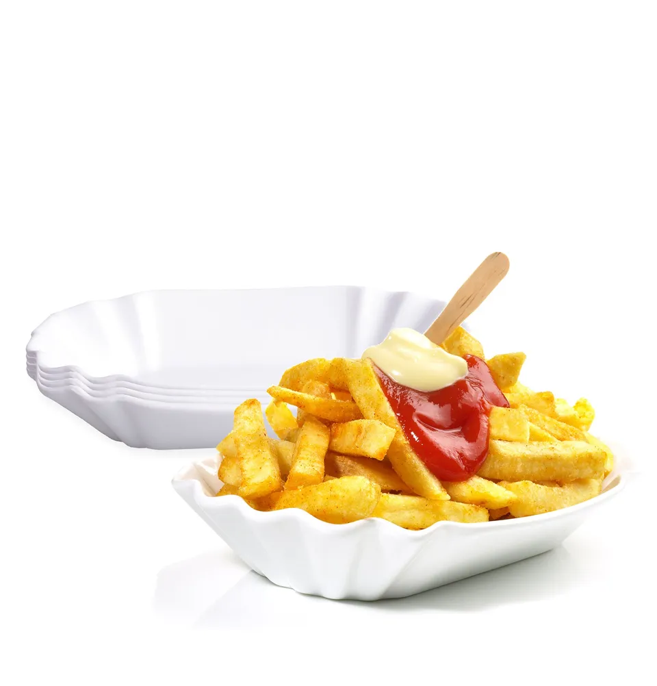 BigDean Pommesschale Porzellan Weiß 19,5cm 4er Set